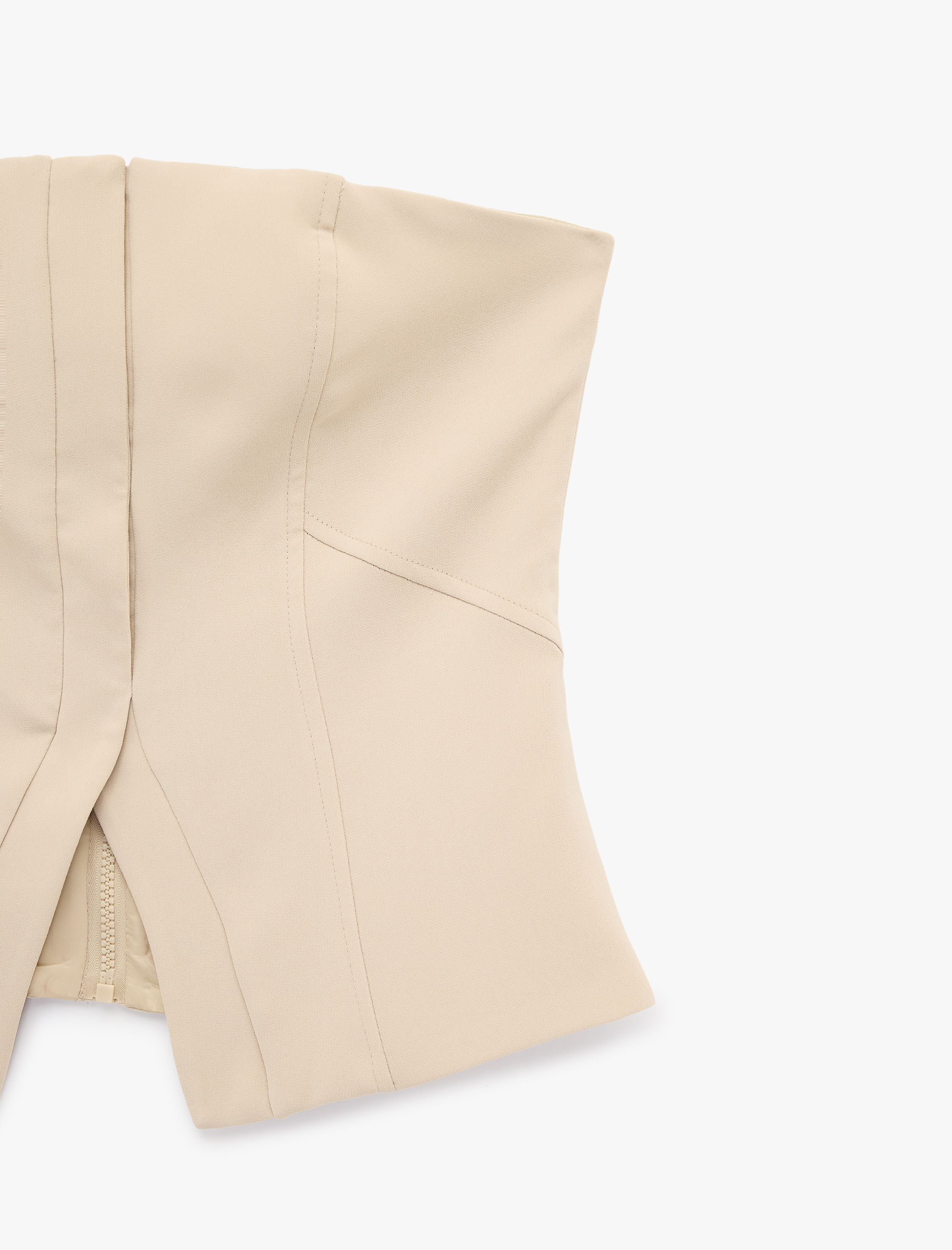   Krep Kumaş Straplez Kolsuz Slim Fit Korse Büstiyer
