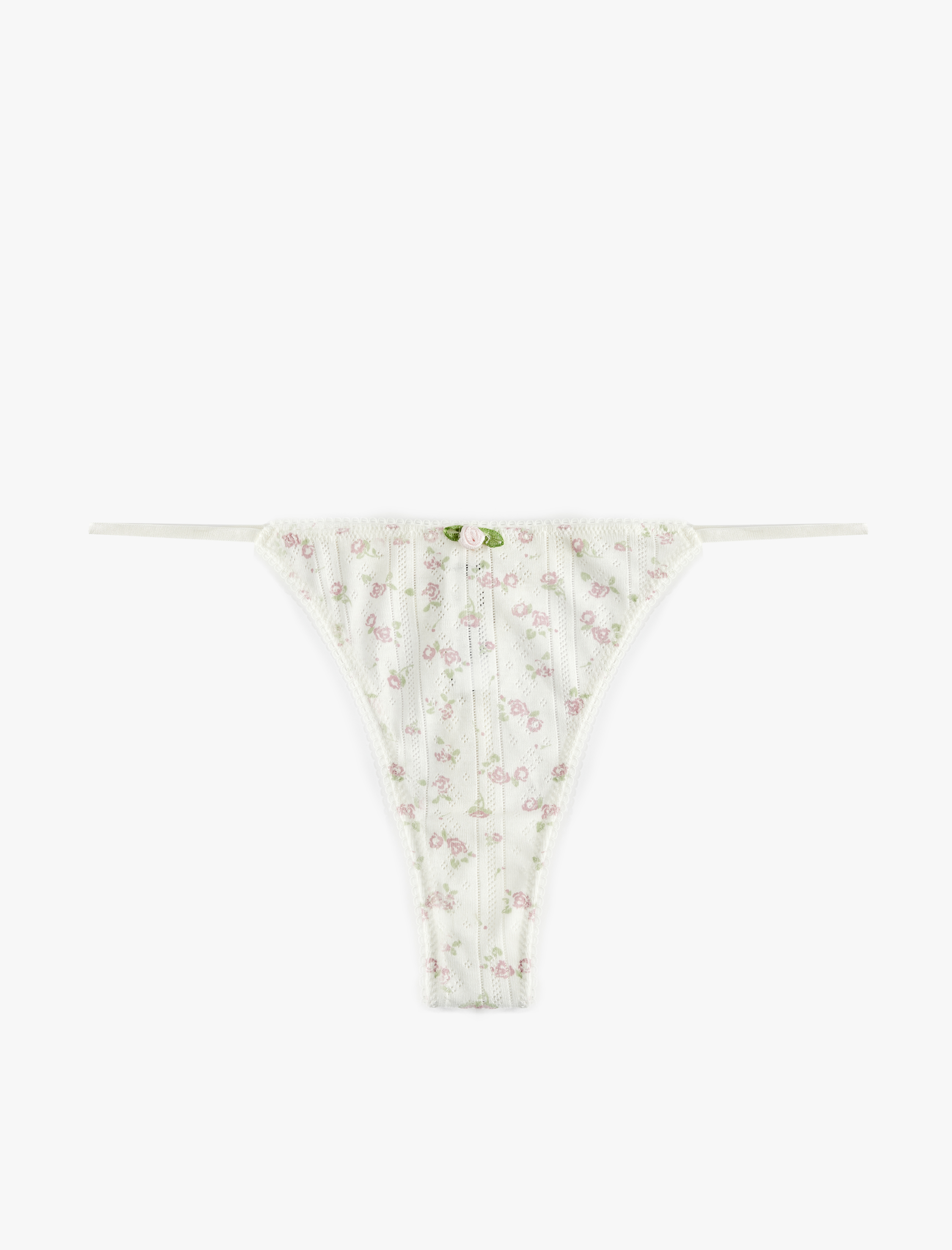   Pamuklu Dokulu Çiçekli String Külot