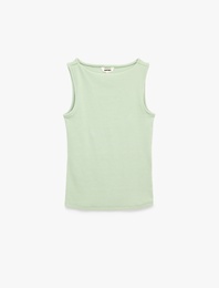 Pamuklu Slim Fit Kolsuz Kayık Yaka Bluz