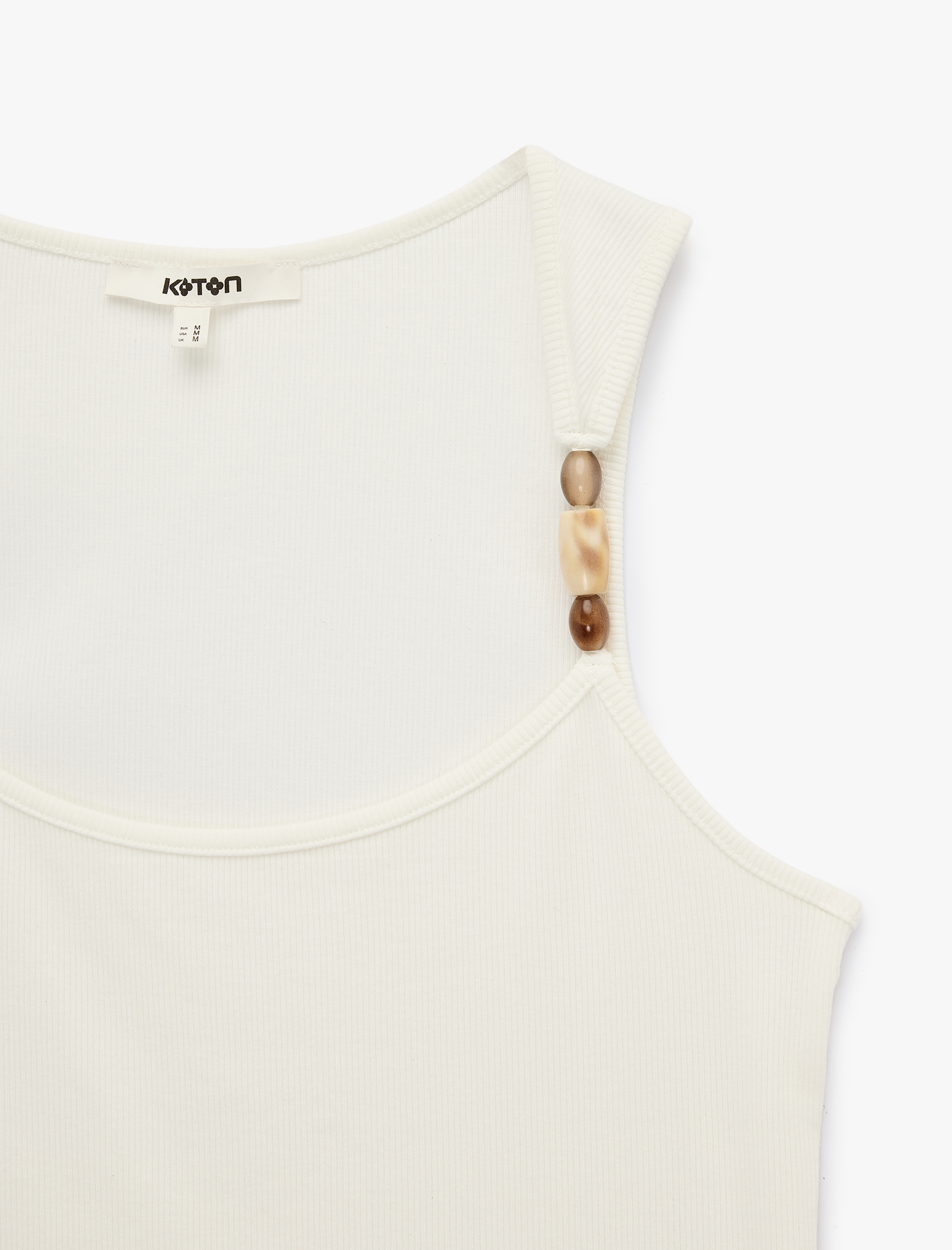   Koton X Şahika Ercümen - Slim Fit Kolsuz U Yaka Boncuk Detaylı Top