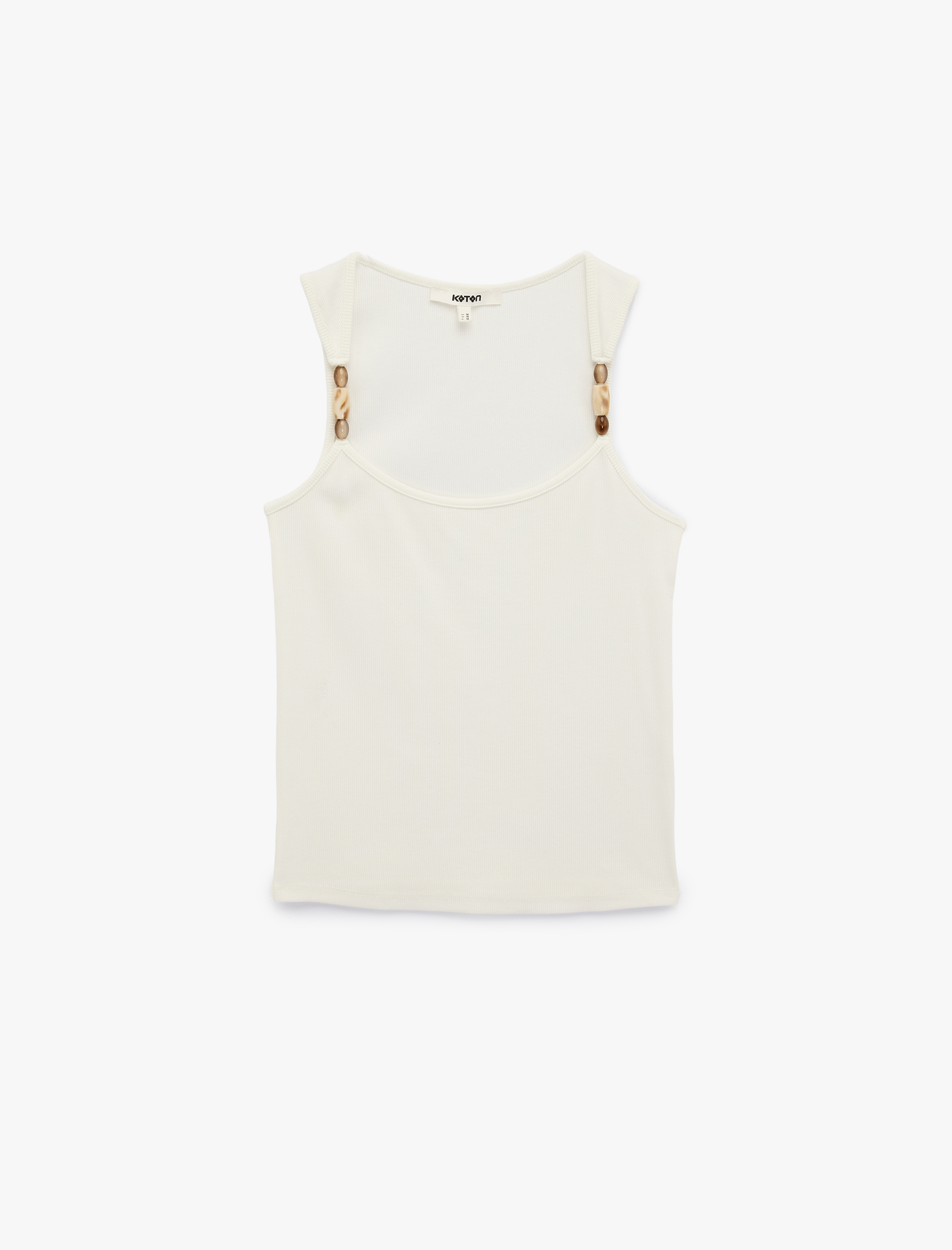   Koton X Şahika Ercümen - Slim Fit Kolsuz U Yaka Boncuk Detaylı Top