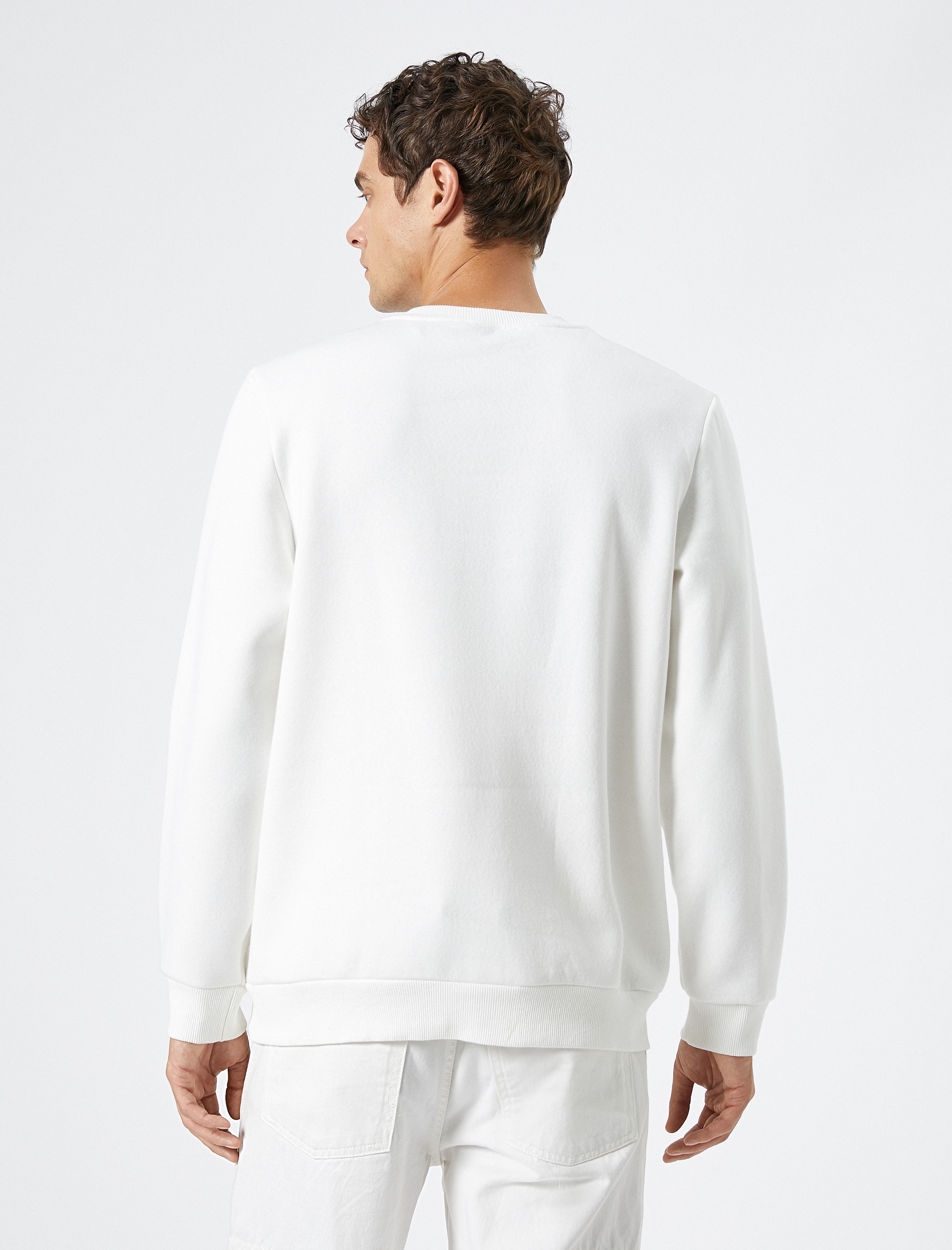   Bisiklet Yaka Sweatshirt Cep Detaylı Ribanalı Uzun Kollu Şardonlu