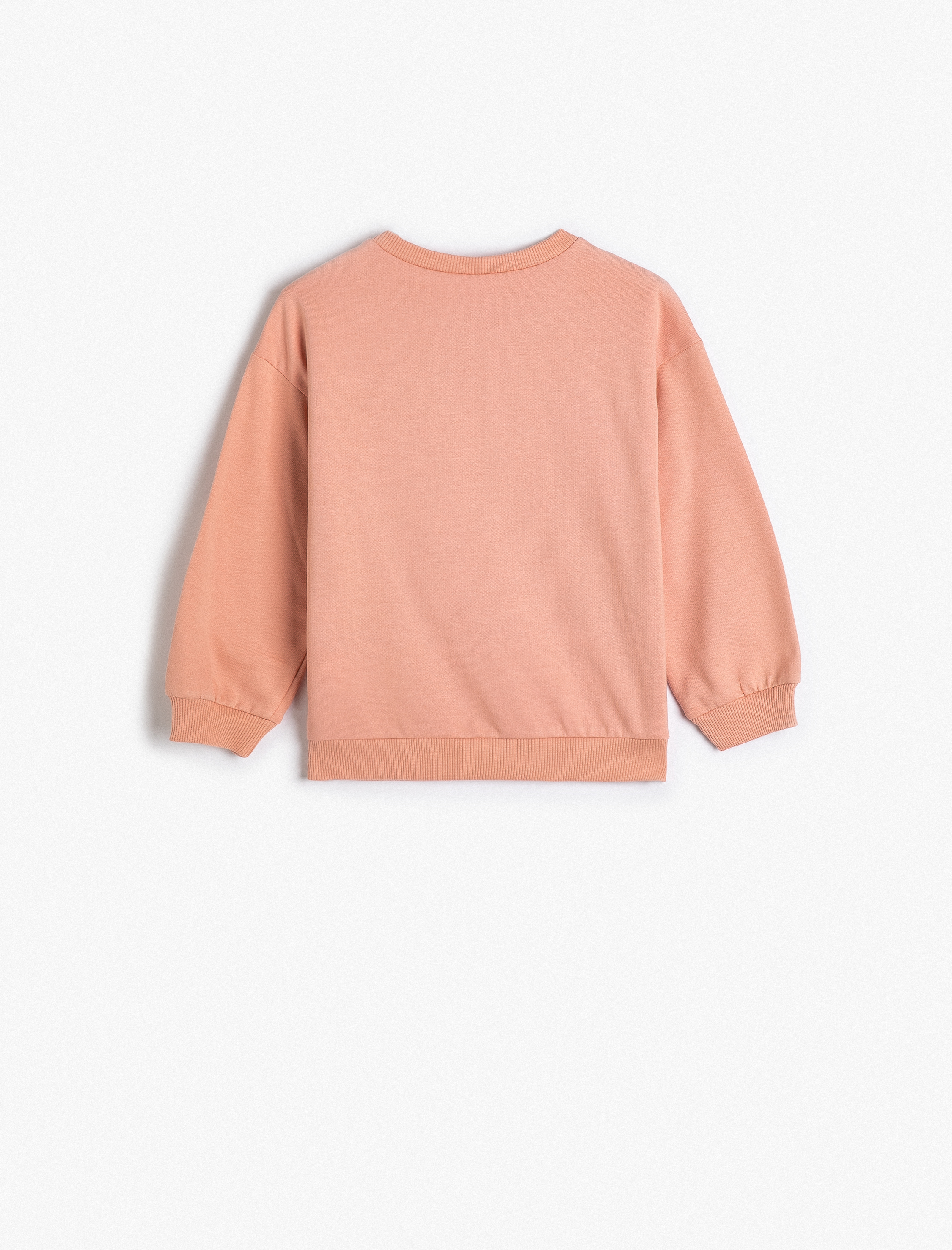  Kız Bebek Sweatshirt Uzun Kollu Bisiklet Yaka Baskı Detaylı Şardonlu Pamuklu