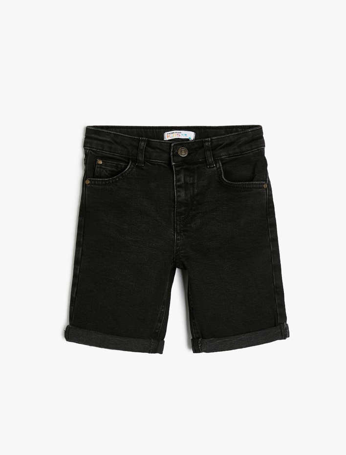 Erkek Çocuk Kot Şort Cepli Pamuklu - Slim Fit