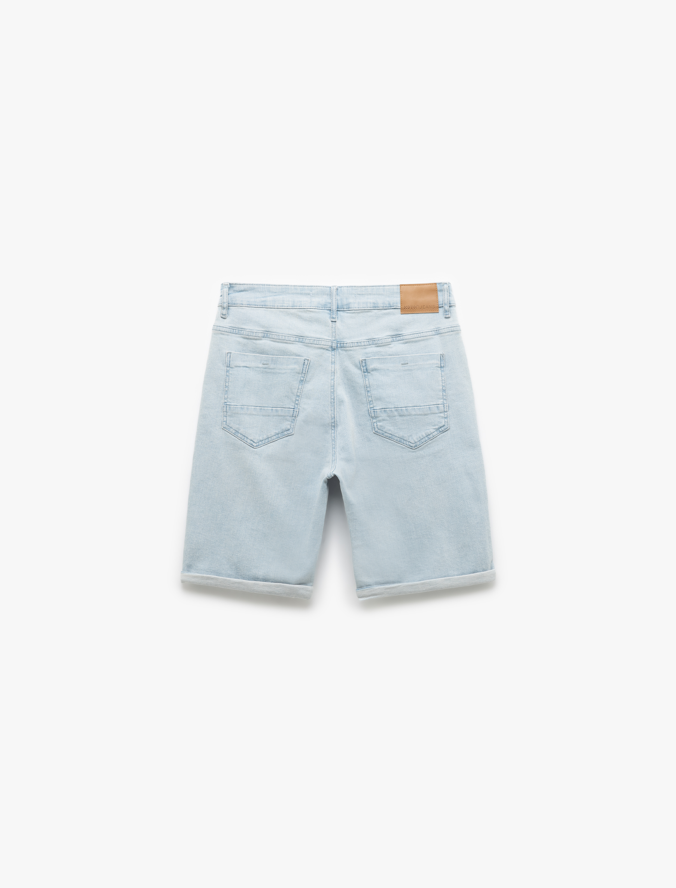   Kot Şort Slim Fit Cep Detaylı Pamuklu