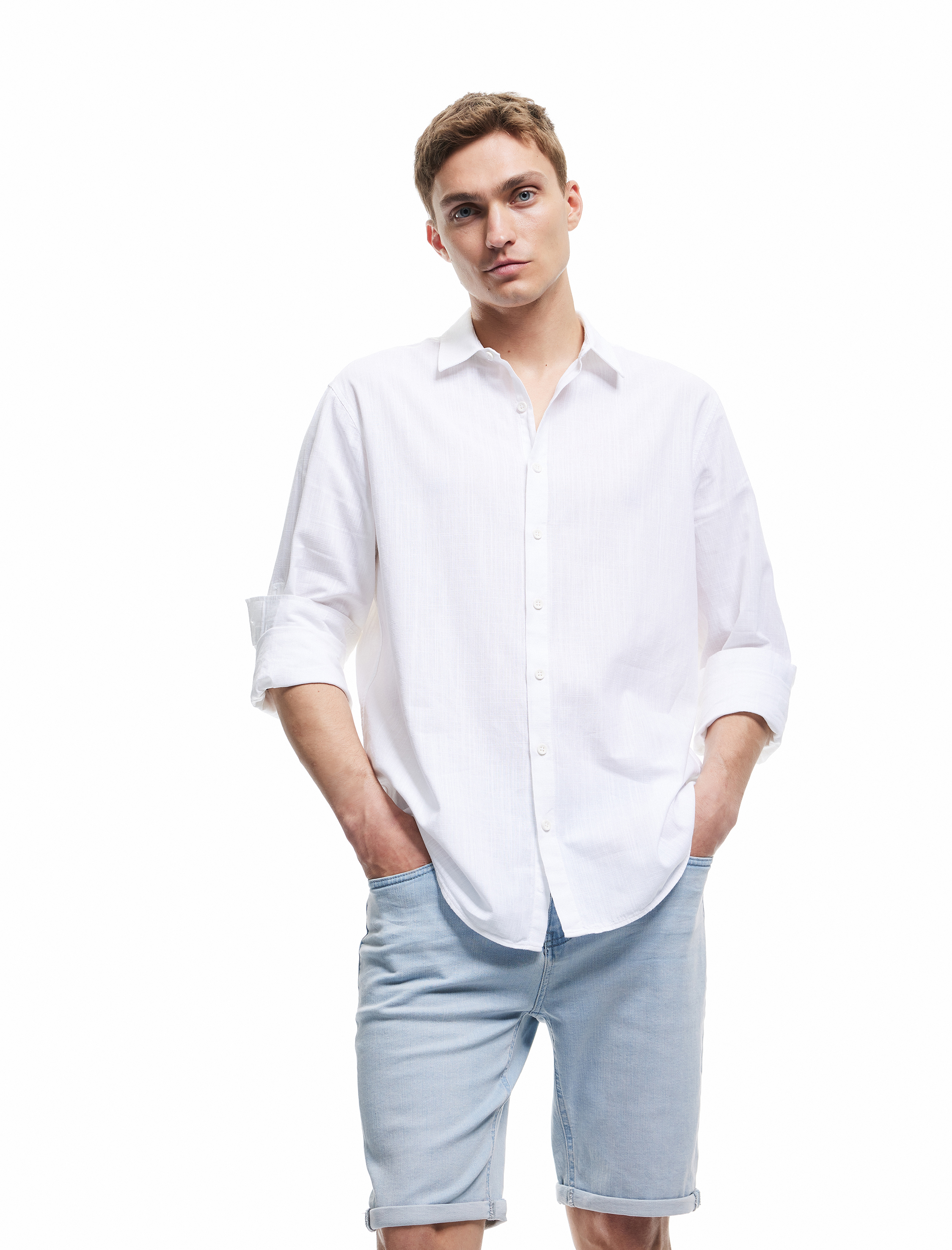   Kot Şort Slim Fit Cep Detaylı Pamuklu