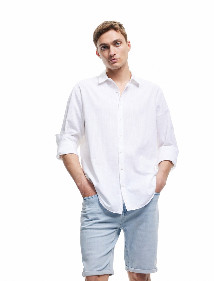  Kot Şort Slim Fit Cep Detaylı Pamuklu