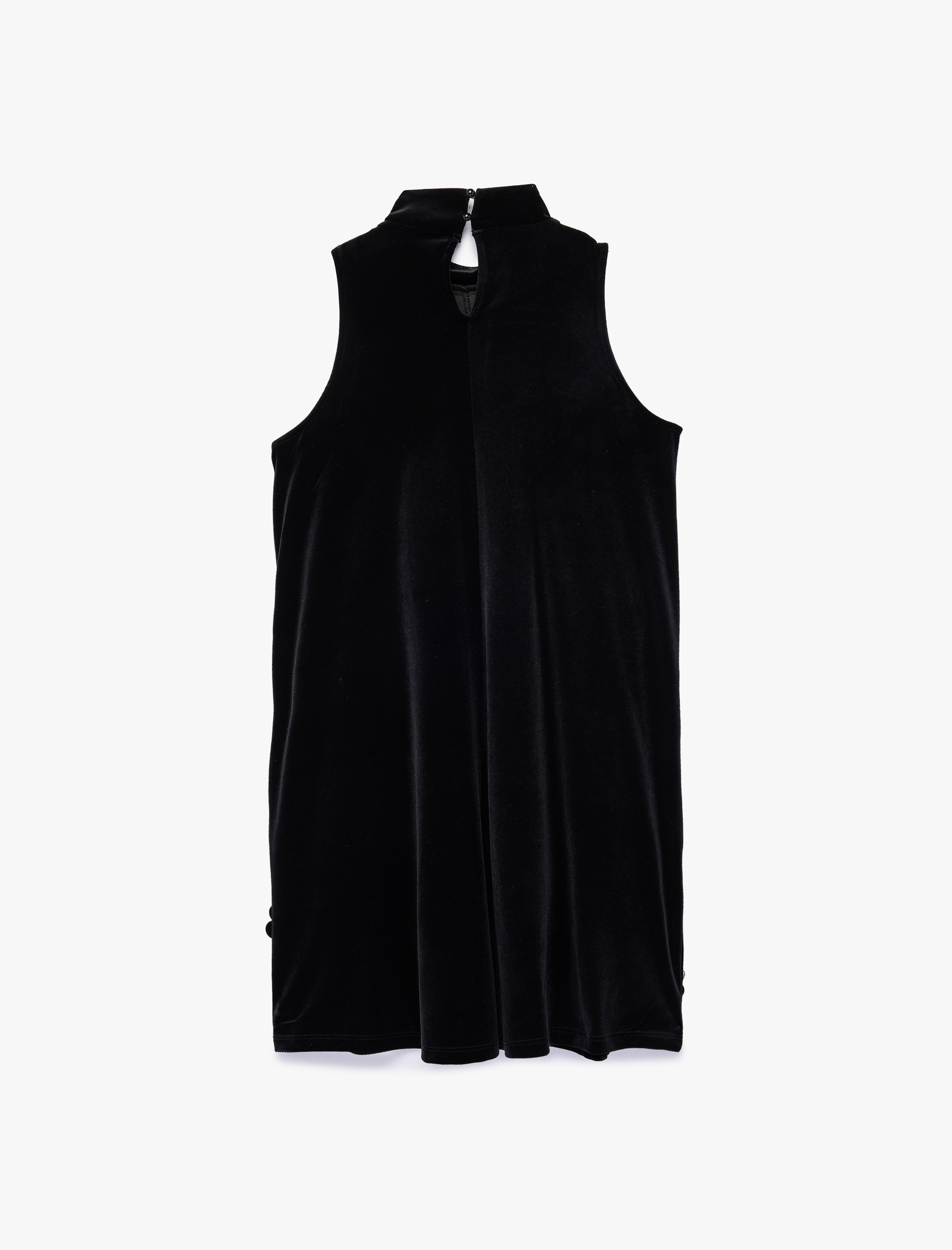   Kolsuz Pul Payet İşlemeli Mini Halter Yaka Kadife Elbise