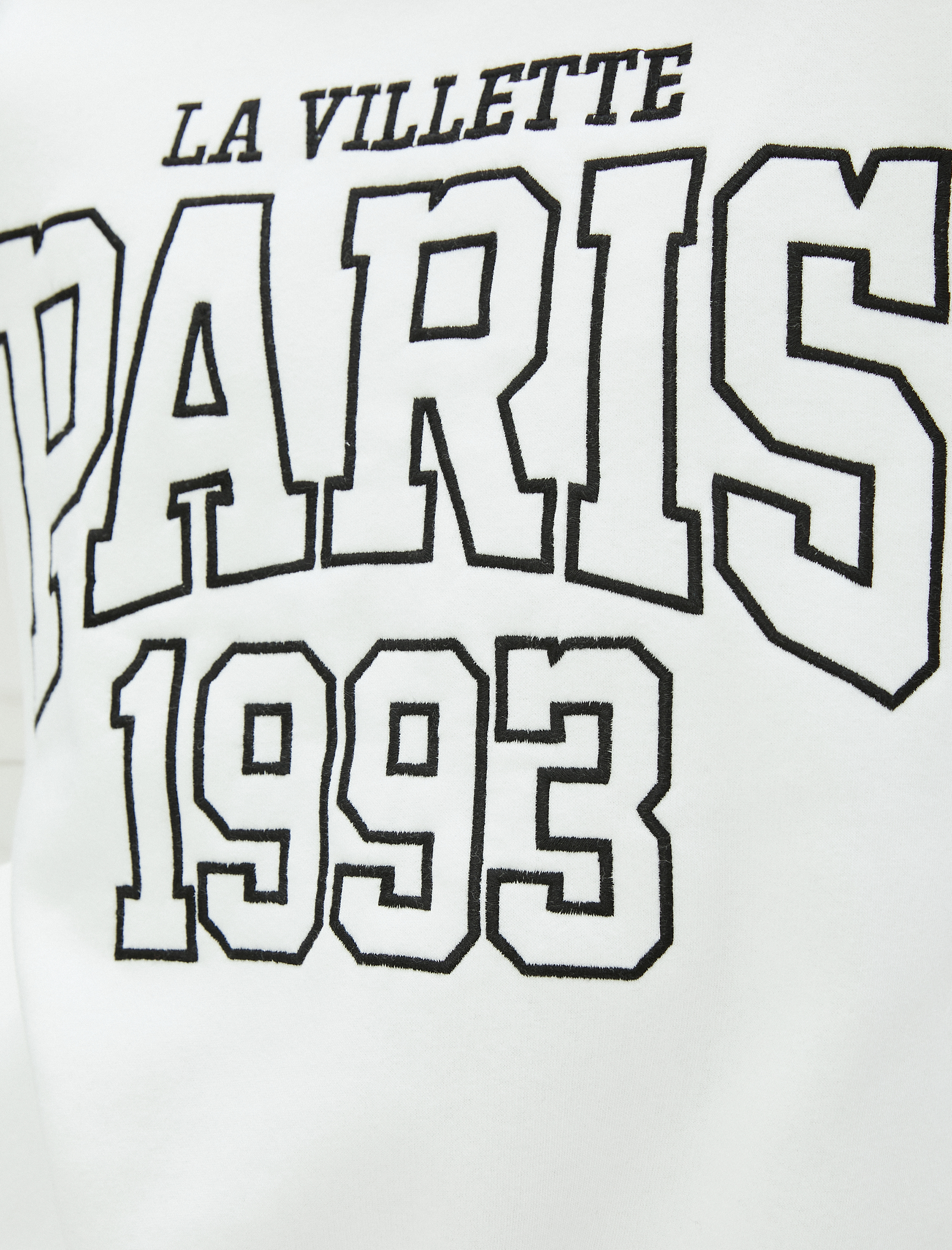   Şardonlu Bisiklet Yaka Sweatshirt Kolej Nakışlı Uzun Kollu