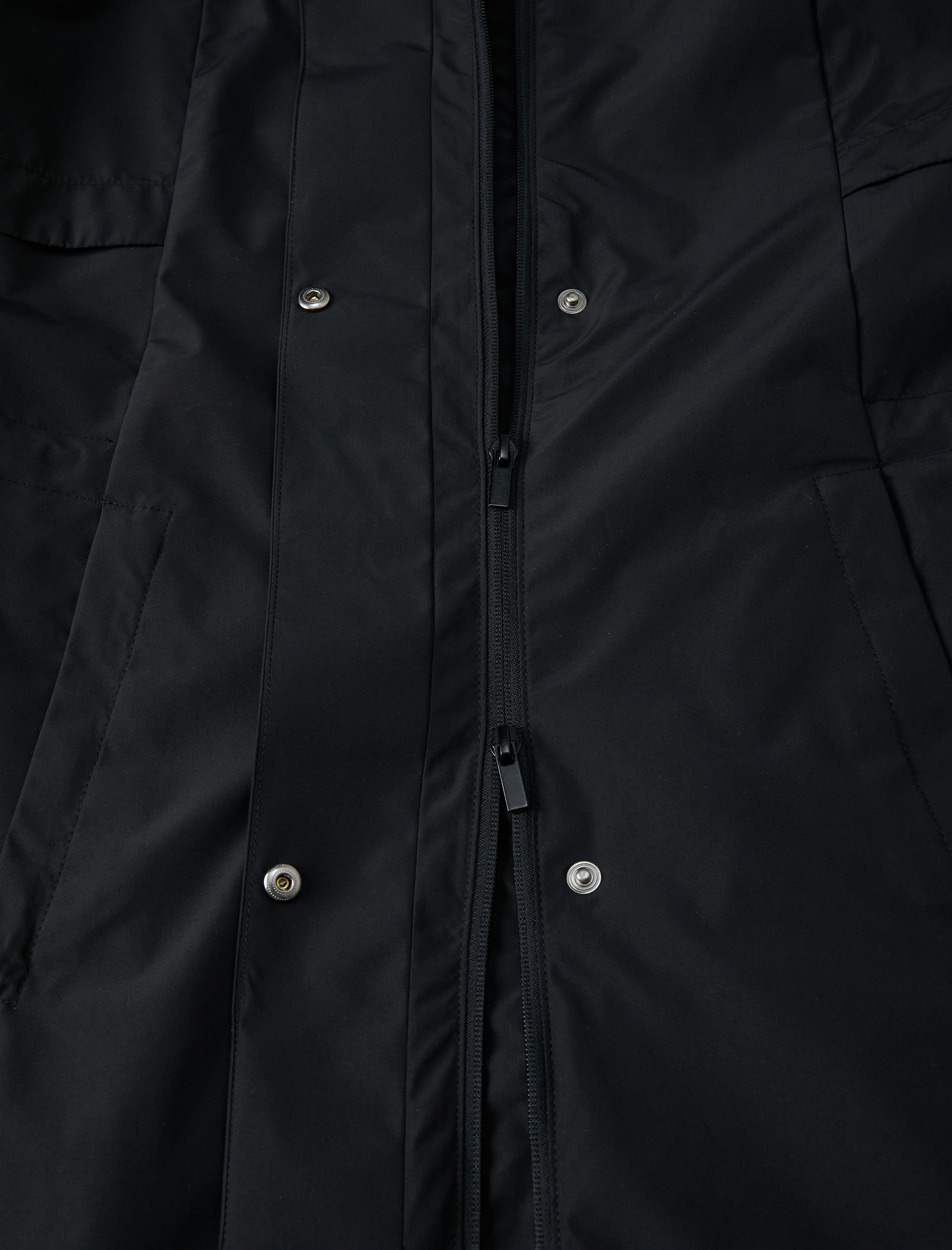   Uzun Outdoor Mont Kapüşonlu Cep Detaylı Çıtçıtlı
