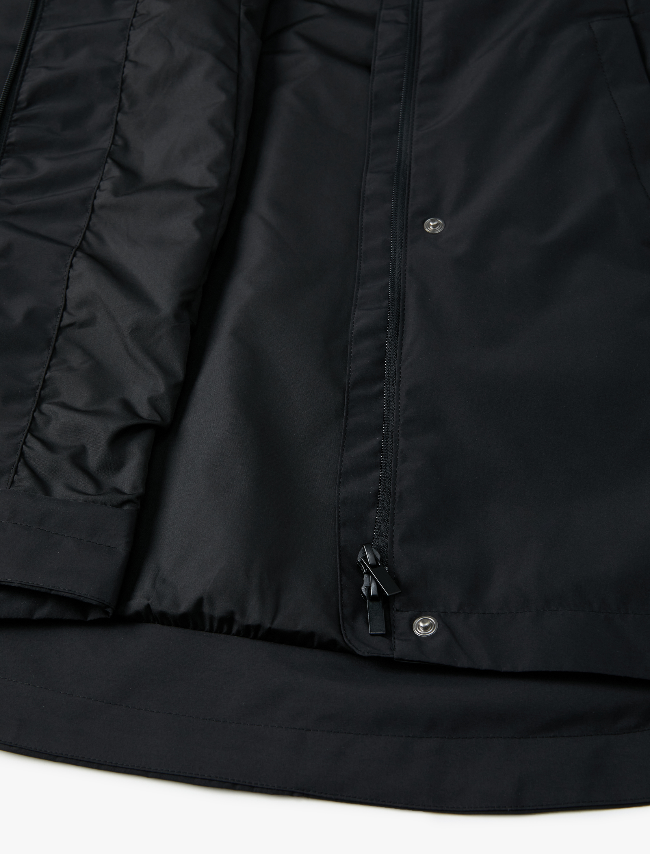  Uzun Outdoor Mont Kapüşonlu Cep Detaylı Çıtçıtlı