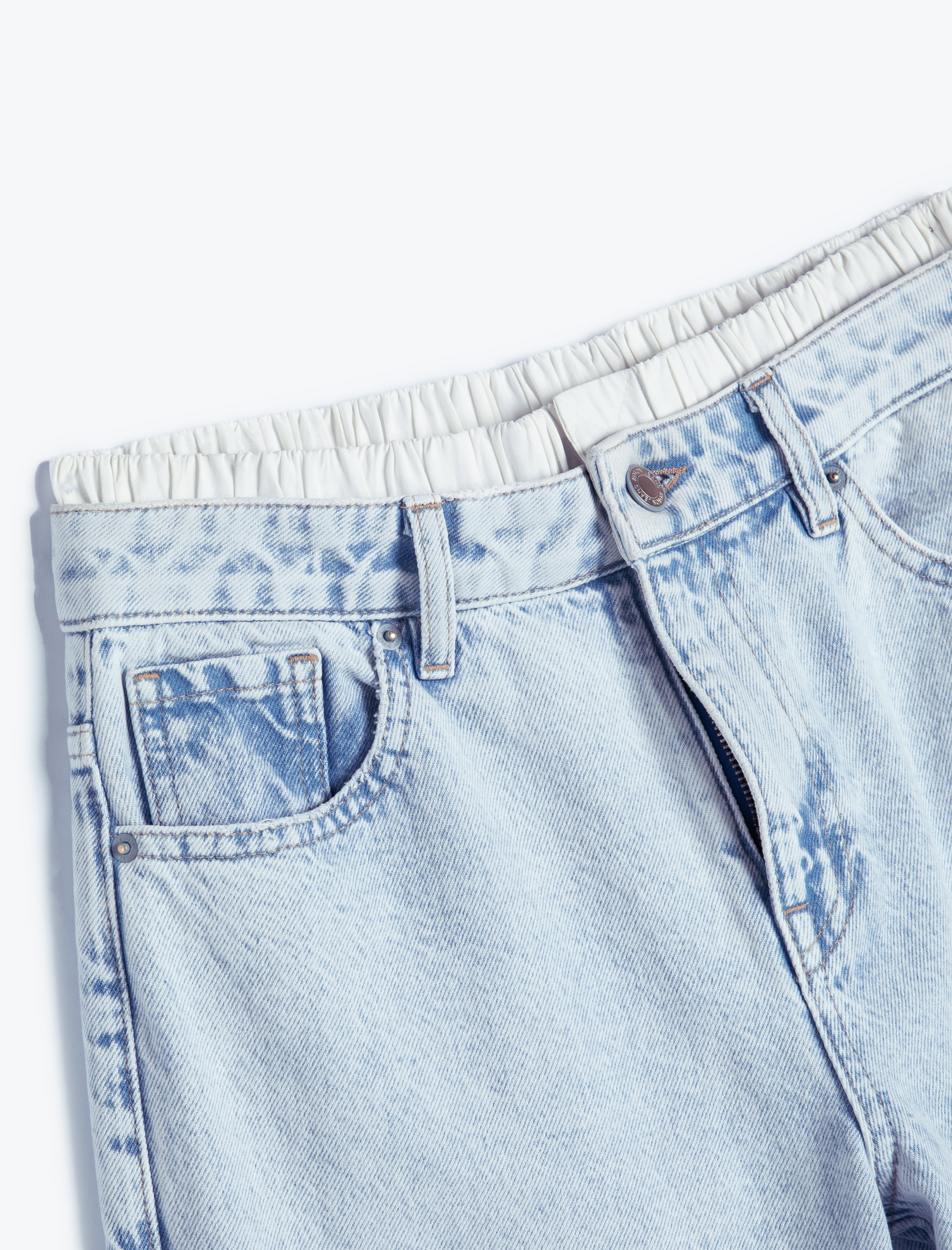  Düz Paça Çift Bel Bantlı Kot Pantolon  Cepli Pamuklu - Nora Straight Jeans