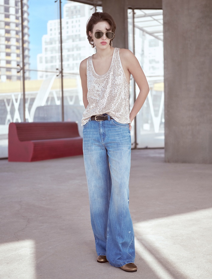 Düz Bol Paça Düşük Bel Kot Pantolon Cepli Pamuklu - Loose Straight Jeans