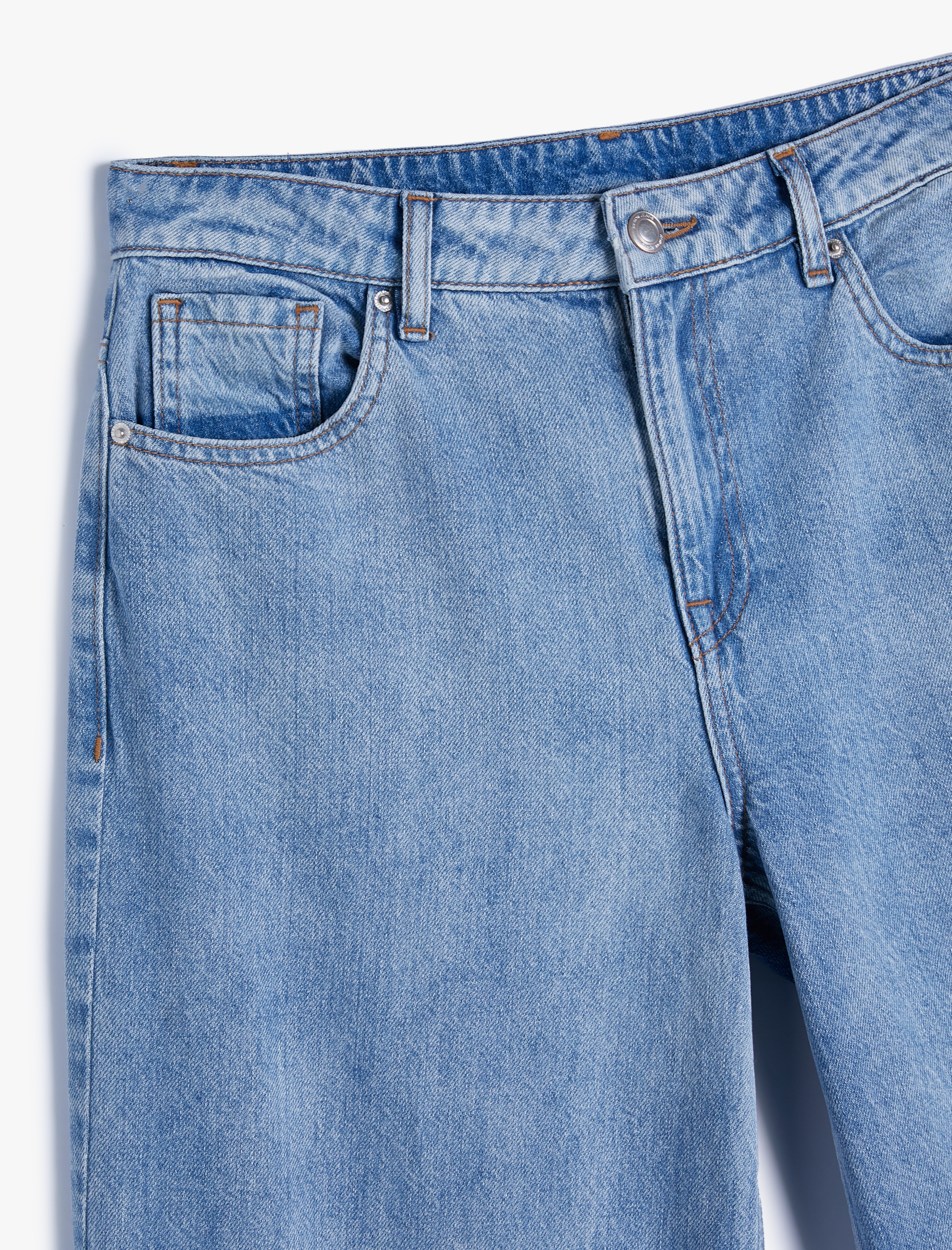   Düz Bol Paça Düşük Bel Kot Pantolon Cepli Pamuklu - Loose Straight Jeans
