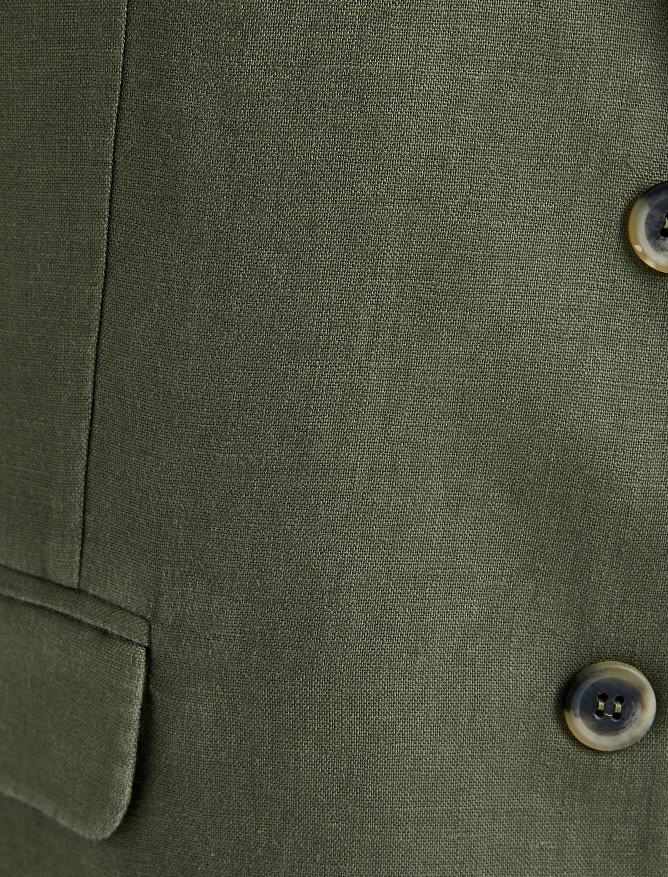   Keten Blazer Ceket Slim Fit Düğmeli Fleto Cep Detaylı