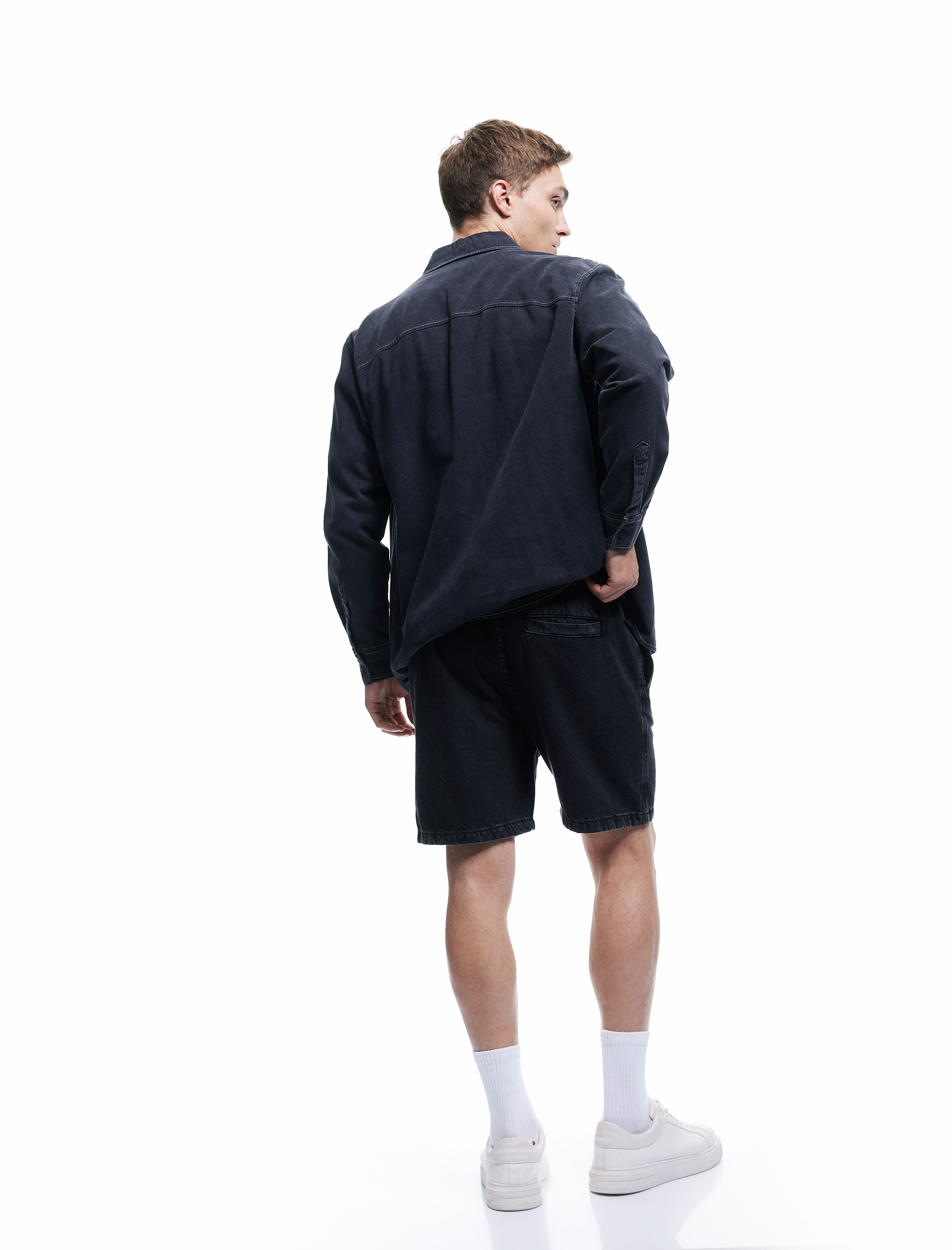   Oversize Kot Şort Bermuda Cep Detaylı Pamuklu