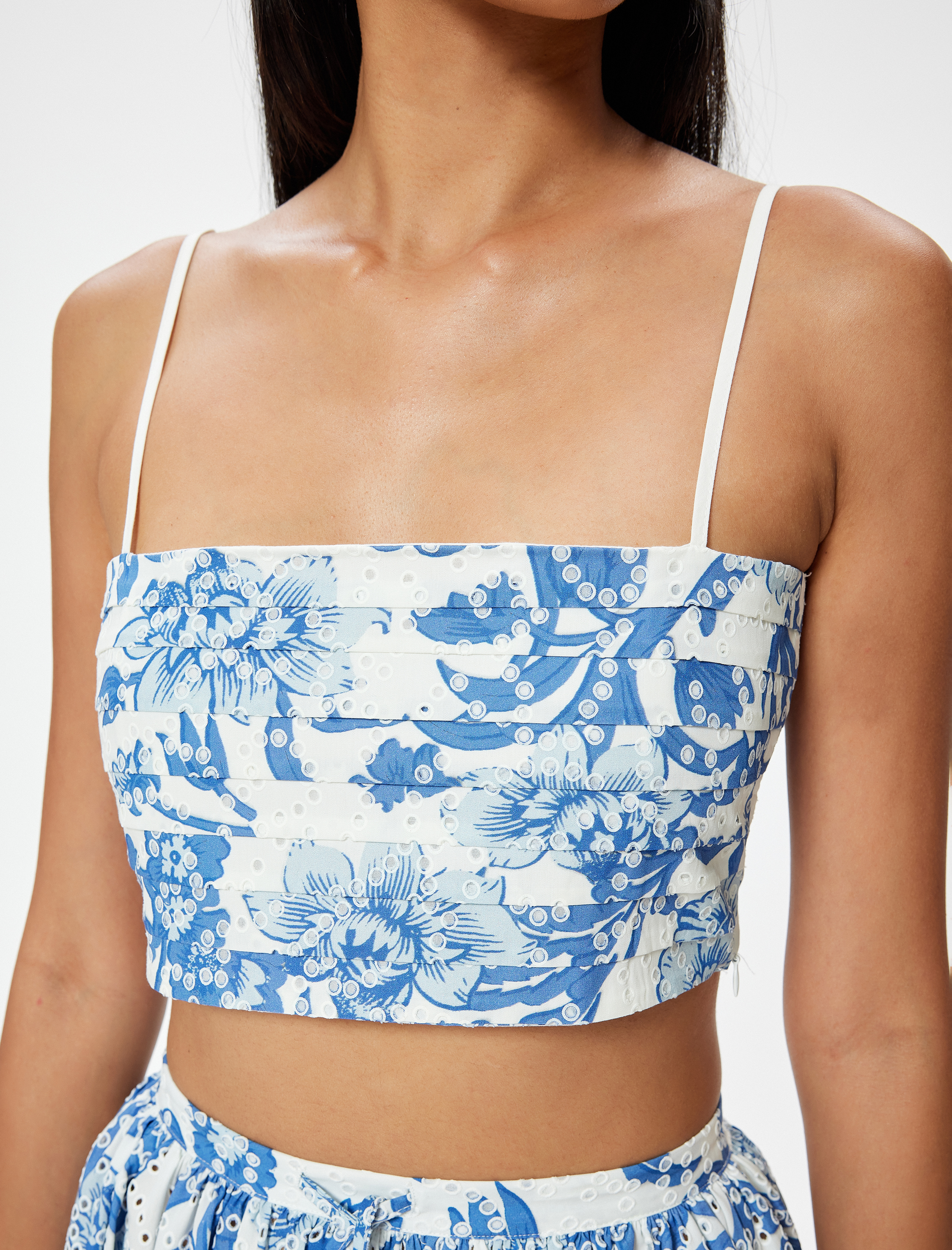   Koton X Melis Ağazat - Çiçekli Fisto Crop Büstiyer İnce Askılı Slim Fit