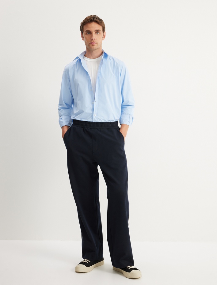  Slim Fit Gömlek Uzun Kollu Yarım İtalyan Yaka Pamuklu