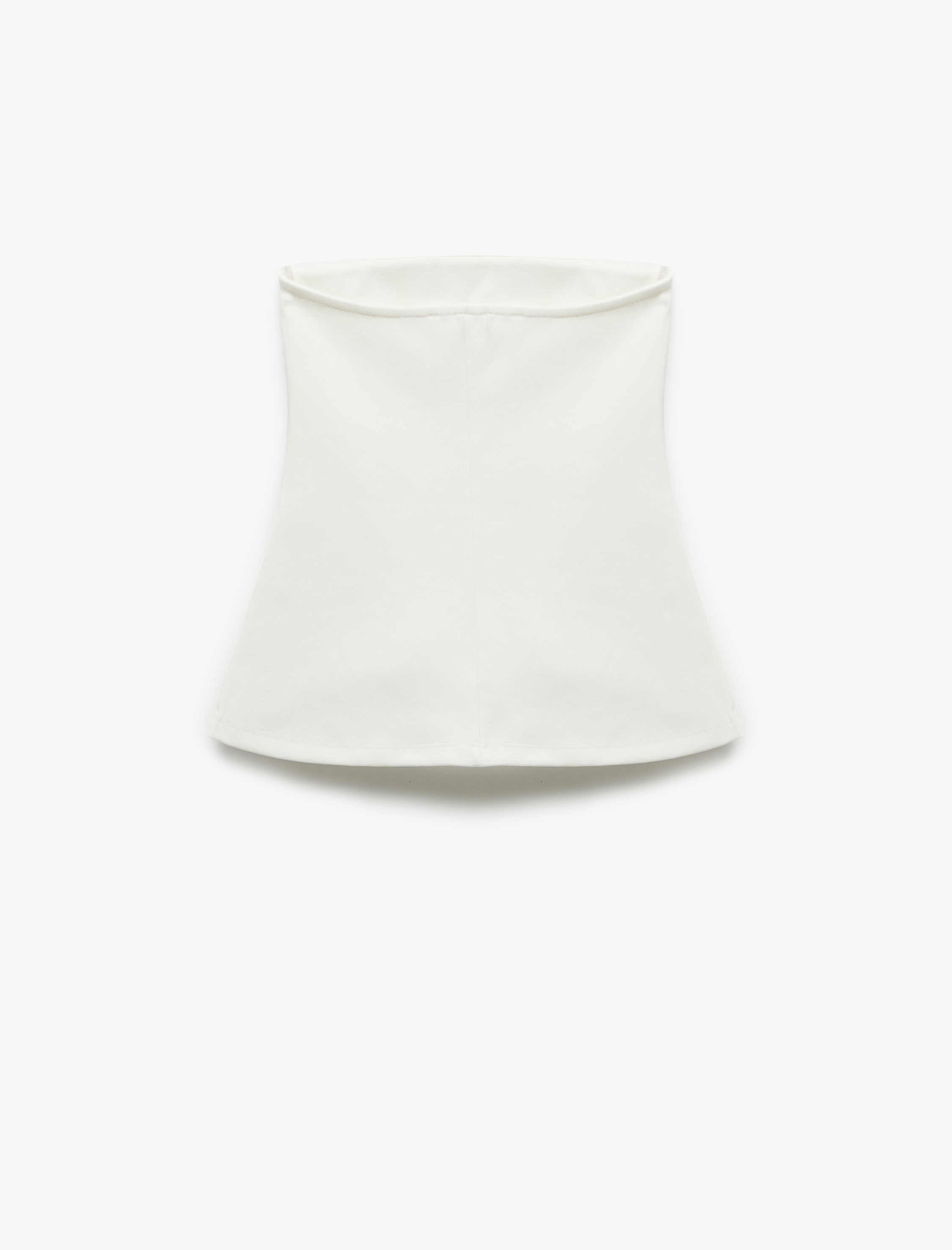   Pamuklu Kolsuz Slim Fit Peplum Straplez Bluz