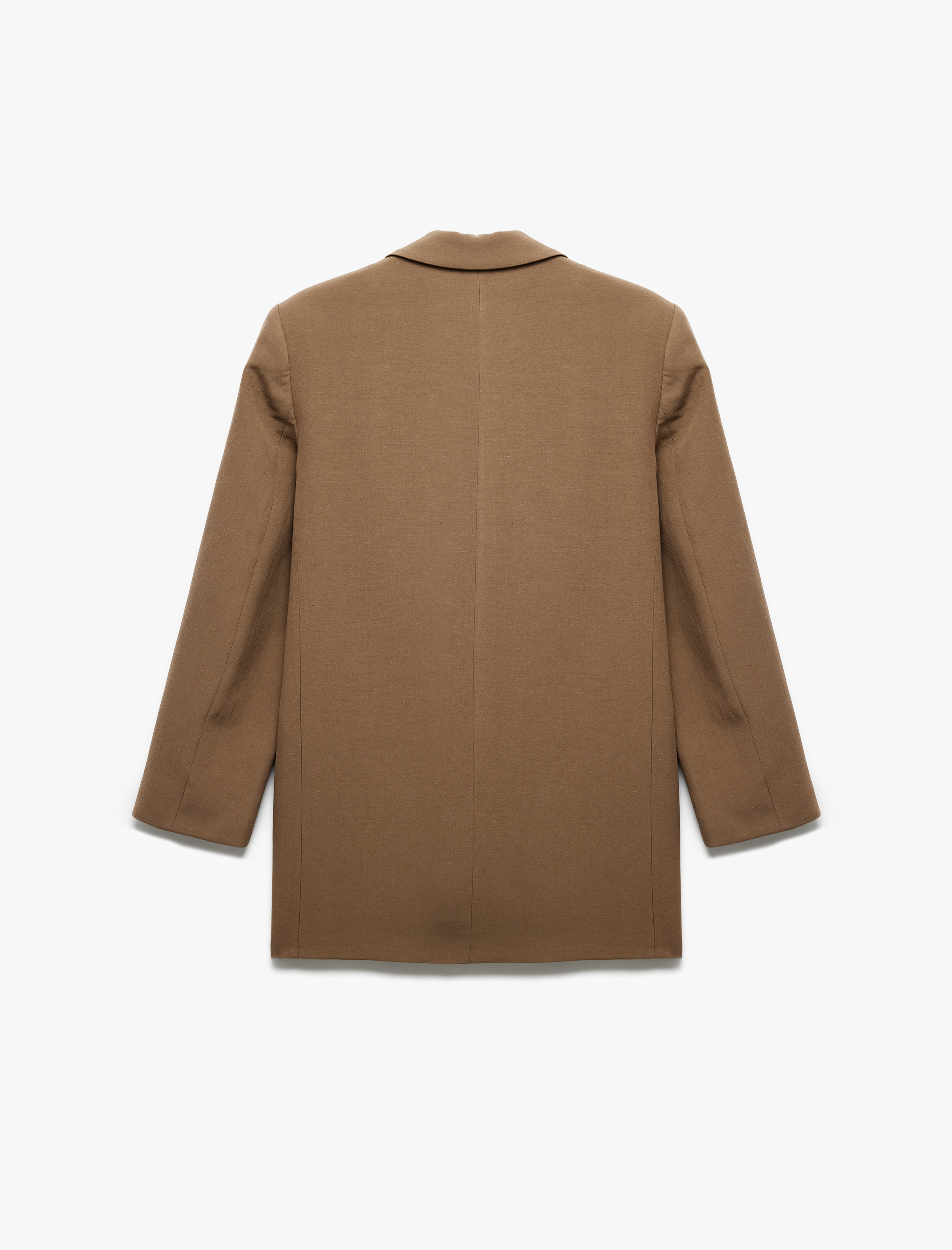   Cepli Astarlı Kruvaze Keten Karışımlı Oversize Blazer Ceket
