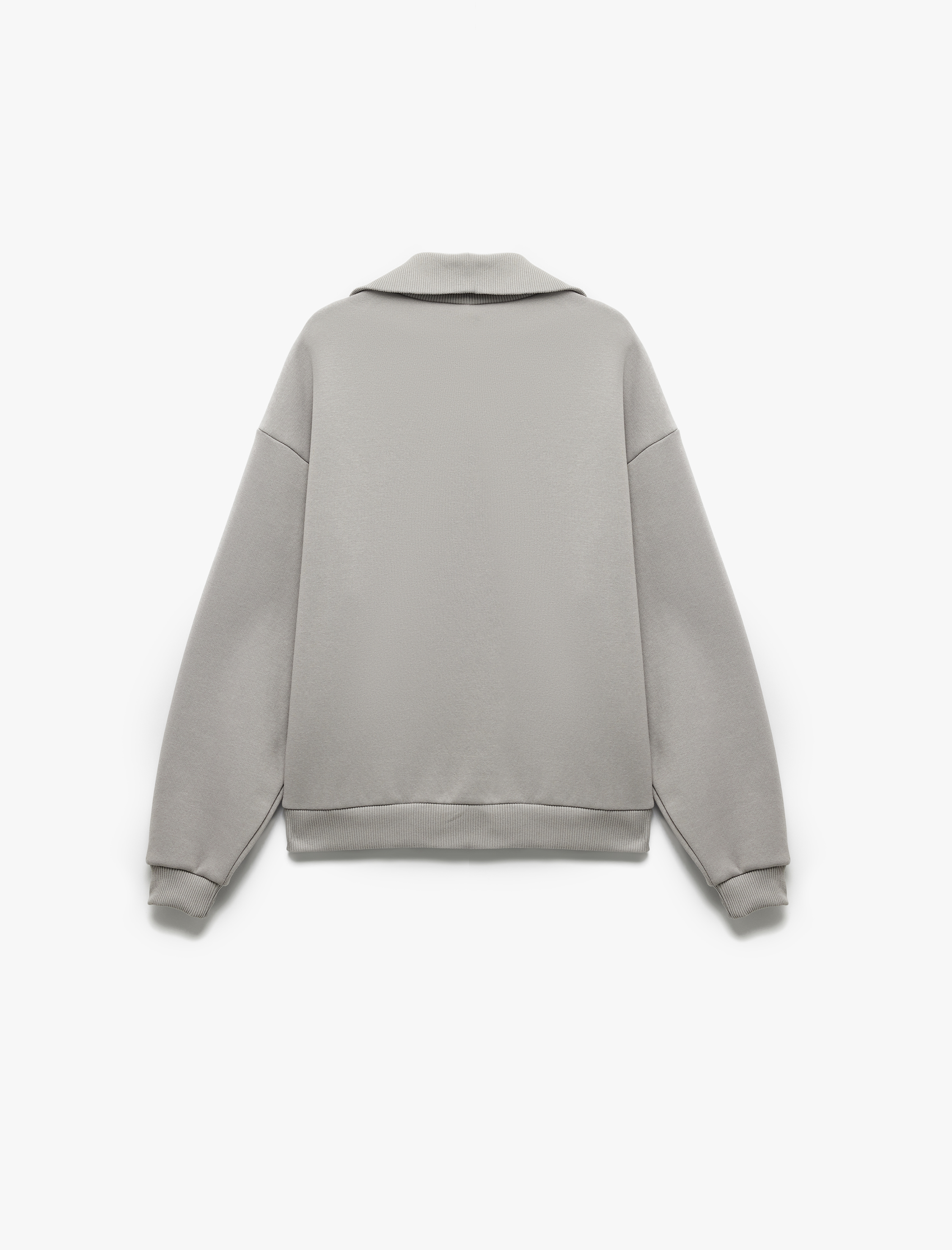  Baskılı Uzun Kollu Şardonlu Yarım Fermuarlı Sweatshirt