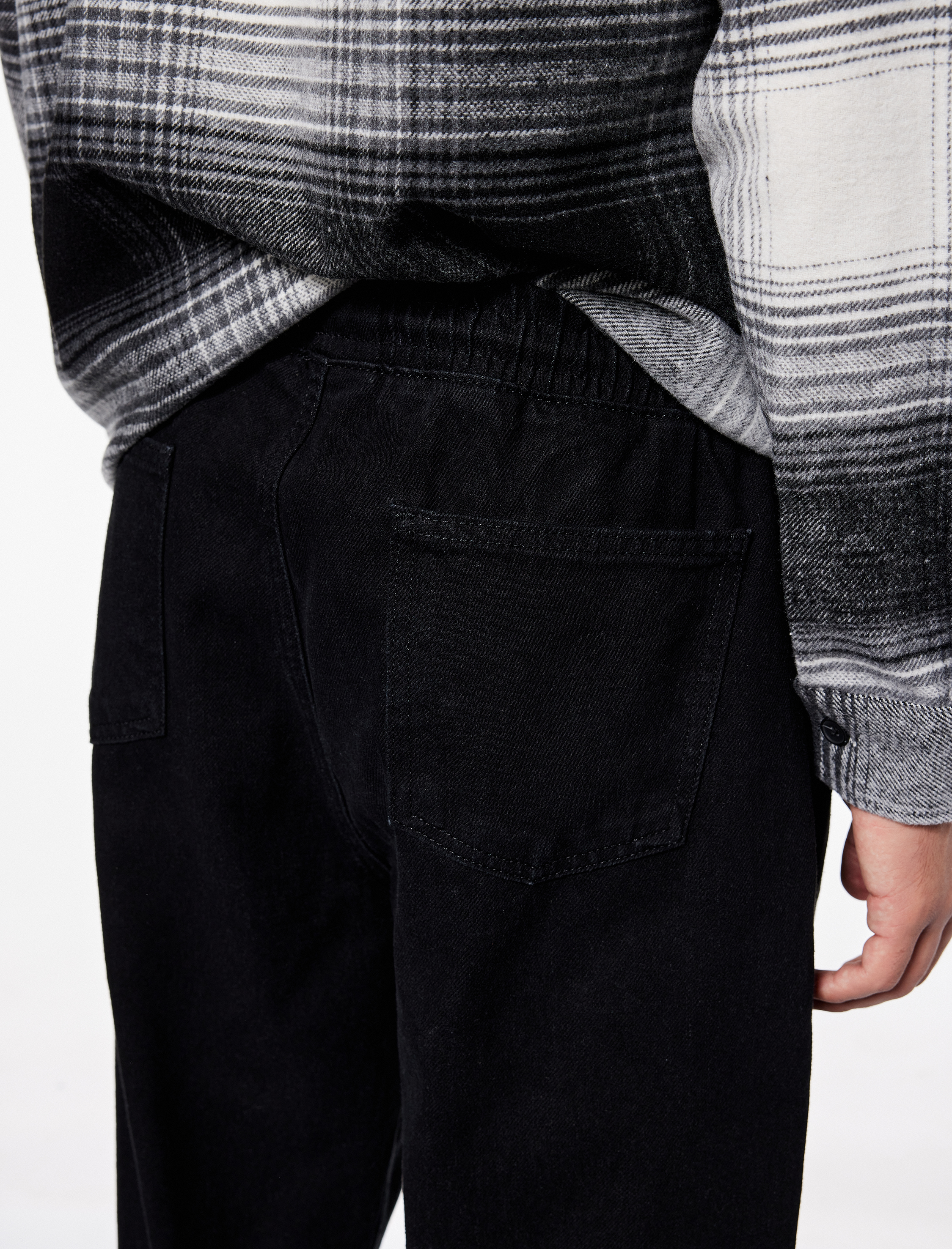   Pamuklu Bol Beli Bağcıklı Baggy Jean Pantolon