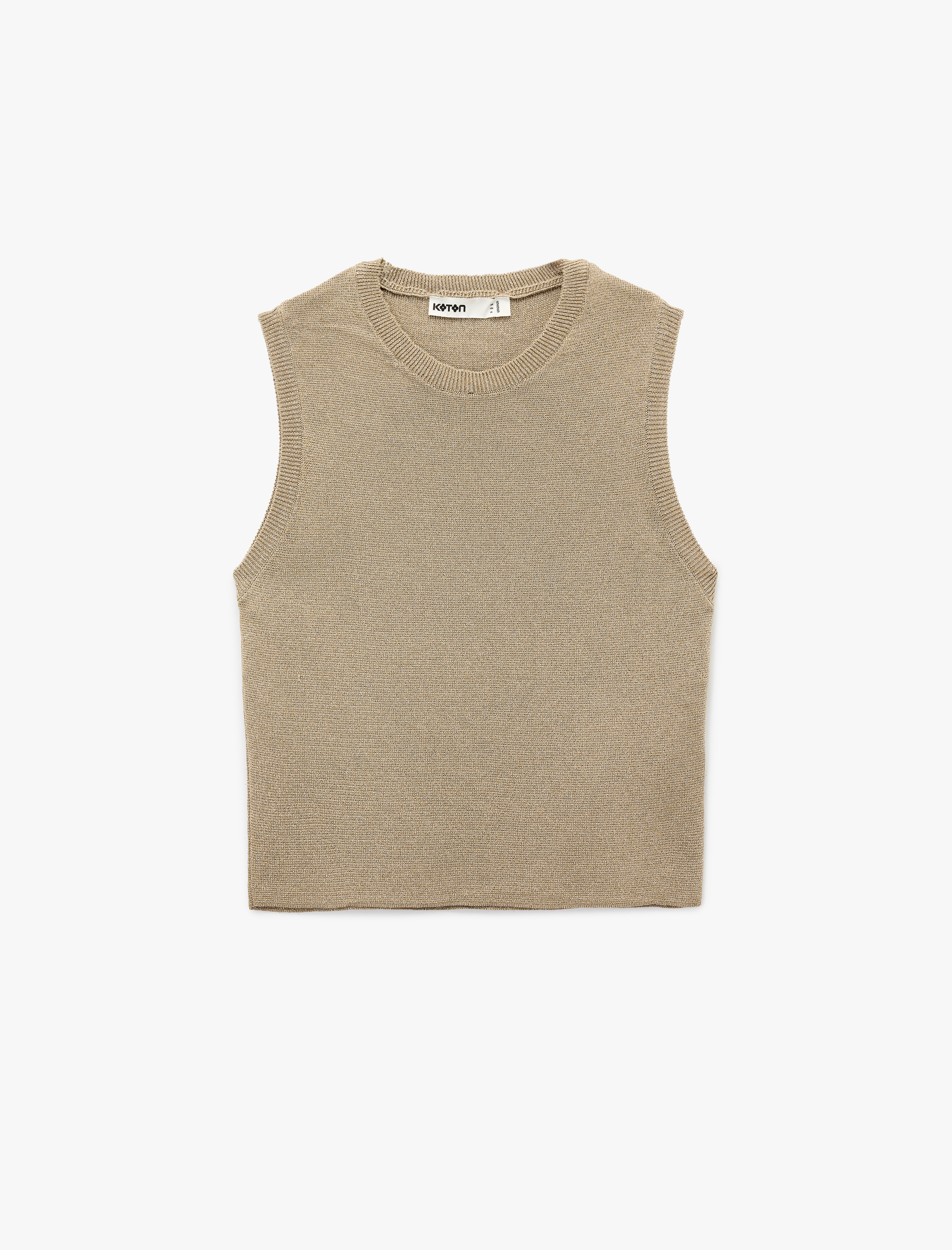   Regular Fit Kolsuz Bisiklet Yaka Simli Triko Atlet