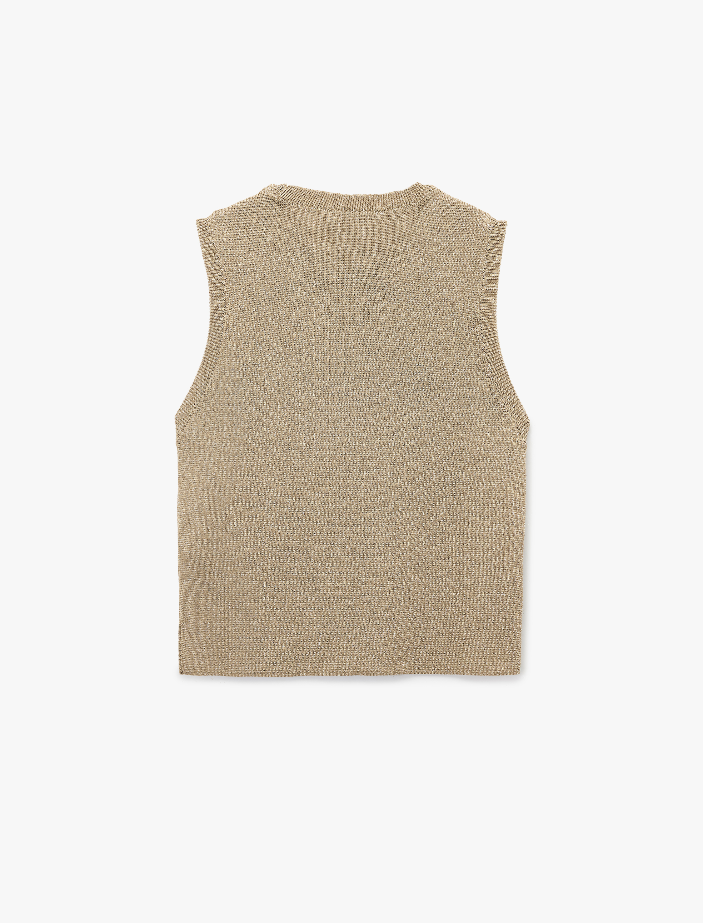   Regular Fit Kolsuz Bisiklet Yaka Simli Triko Atlet