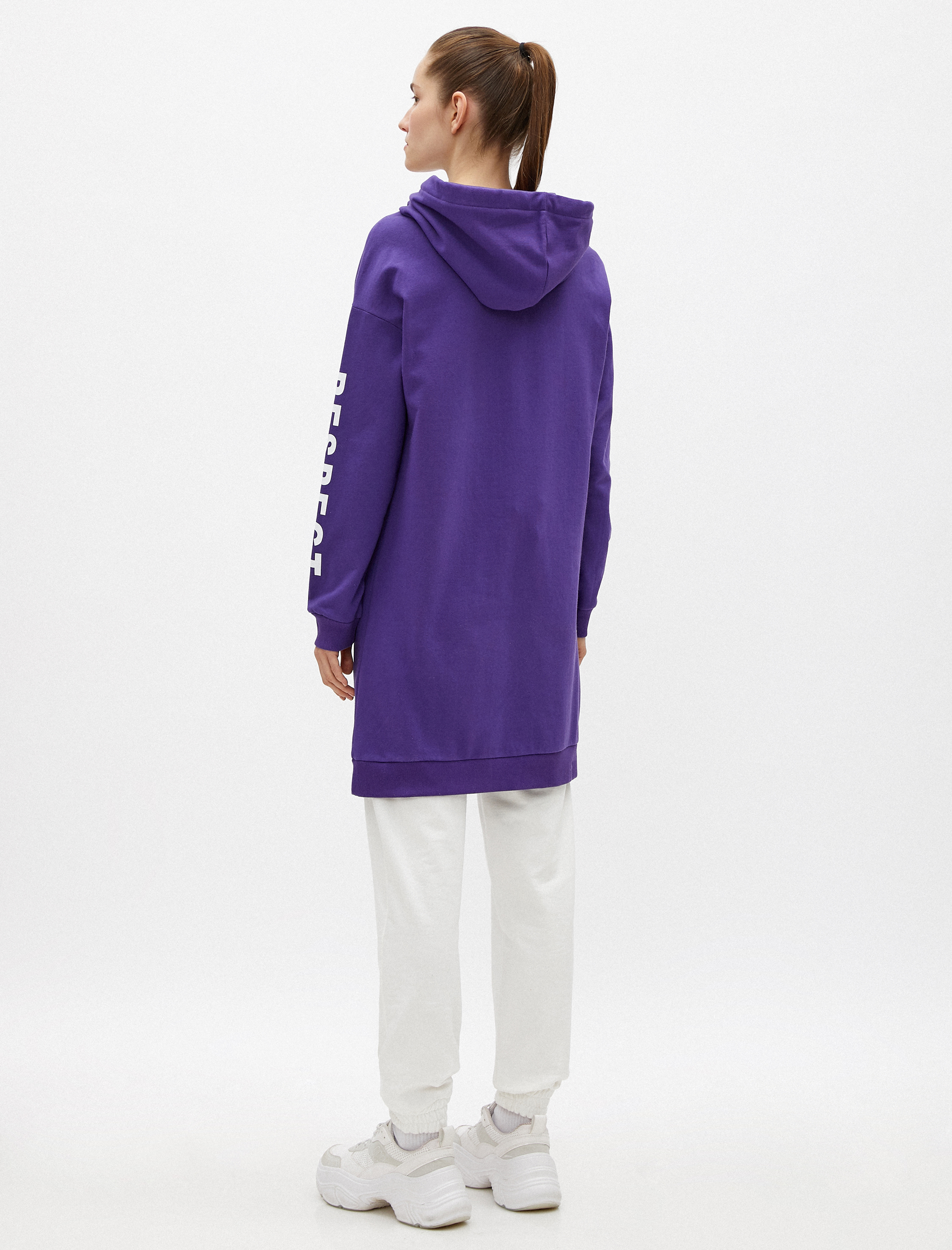   Pamuklu Kapüşonlu Yazılı Baskılı Sweatshirt