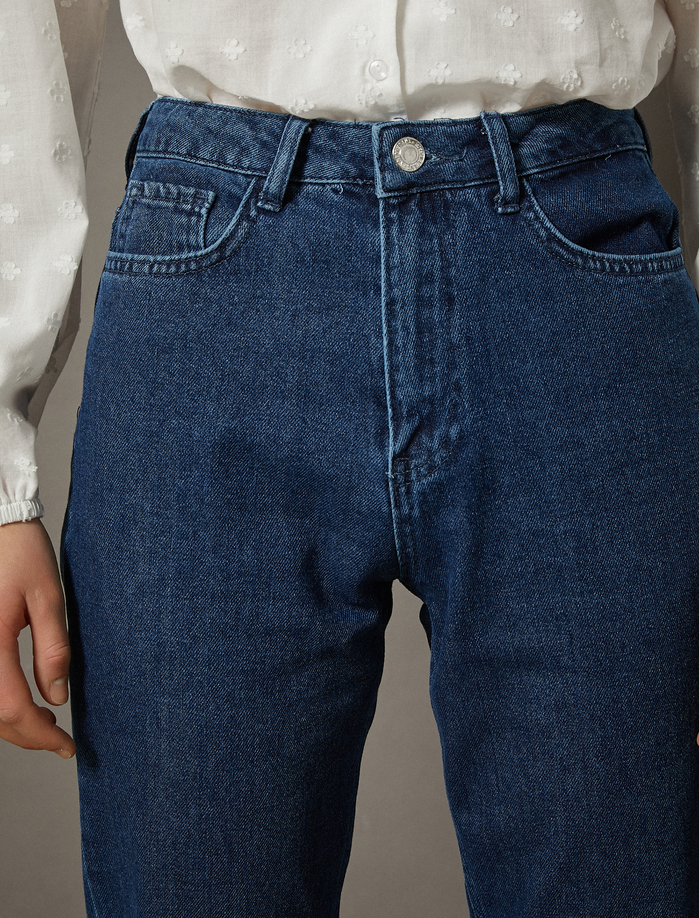   Jogger Jean - Yüksek Bel Rahat Kesim Paçası Lastikli Pantolon