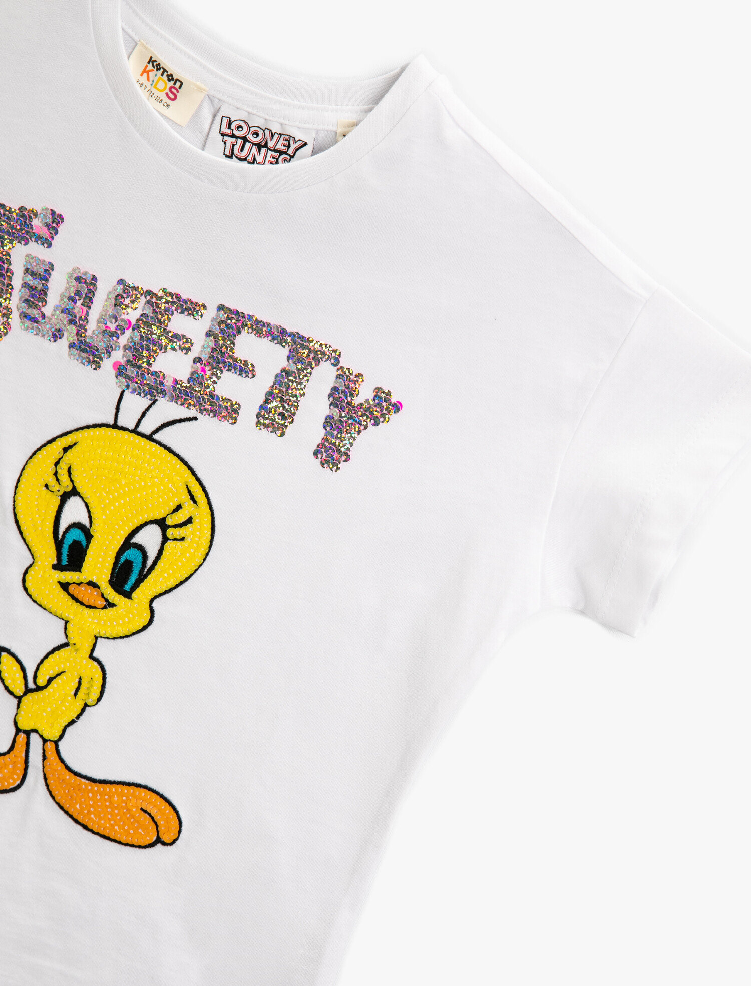  Kız Çocuk Tweety Lisanslı Pullu Payetli Tişört Pamuklu
