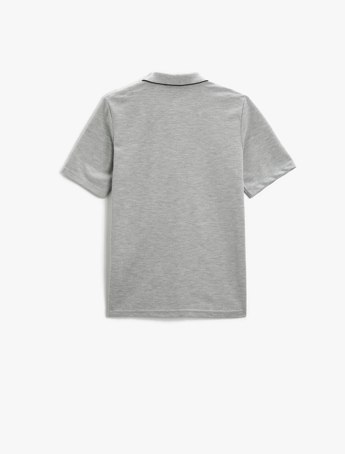  Polo Yaka Tişört Slim Fit Kısa Kollu Düğmeli
