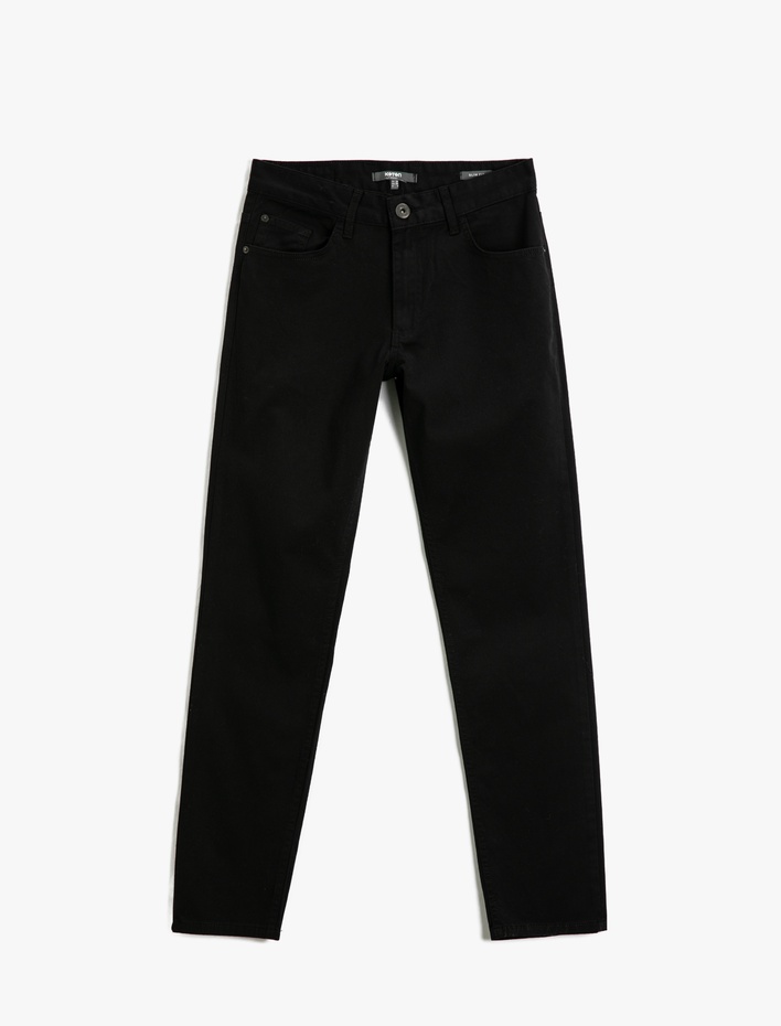  Basic Pantolon Dar Kesim Pamuklu Cep Detaylı
