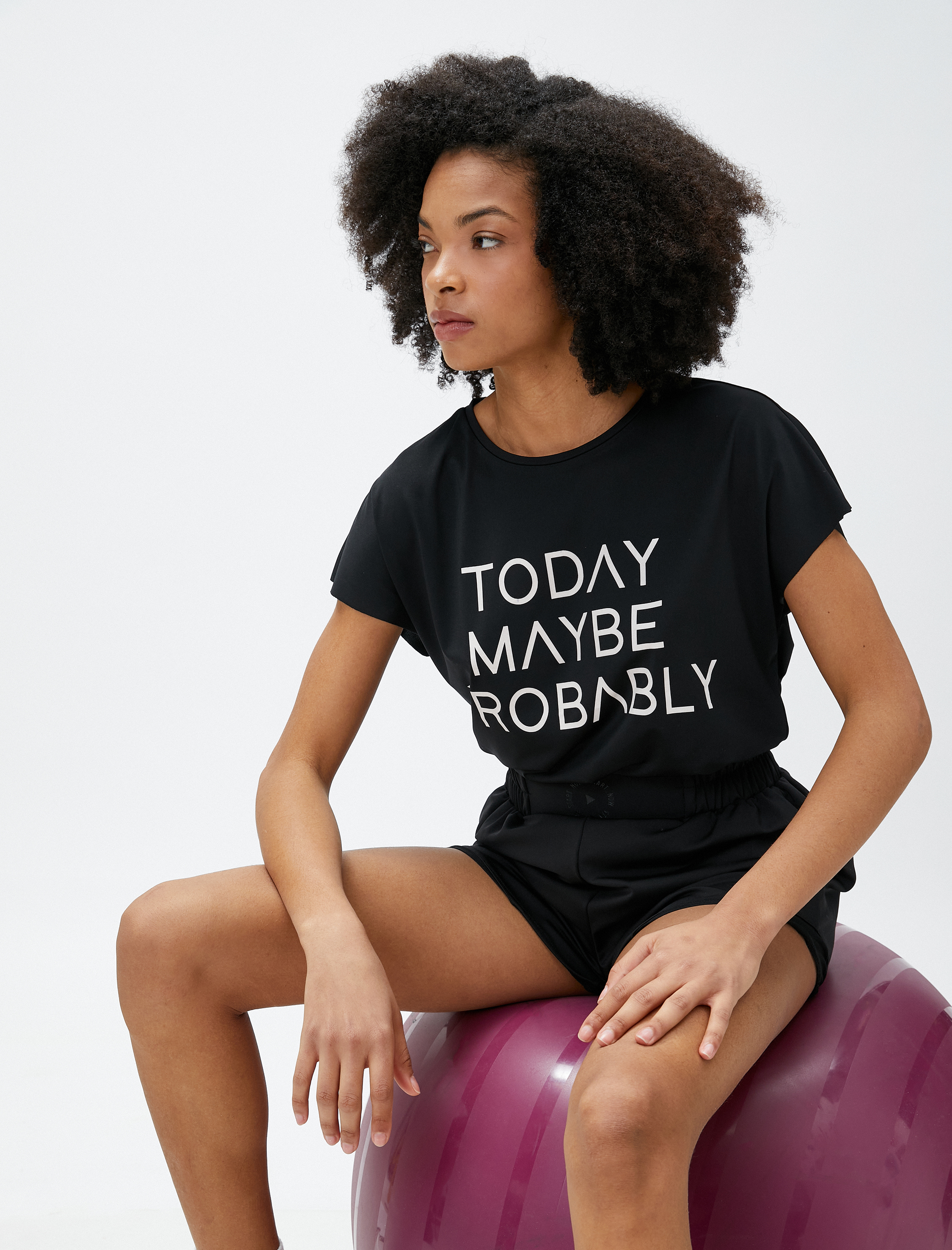   Oversize Spor Tişört Slogan Baskılı