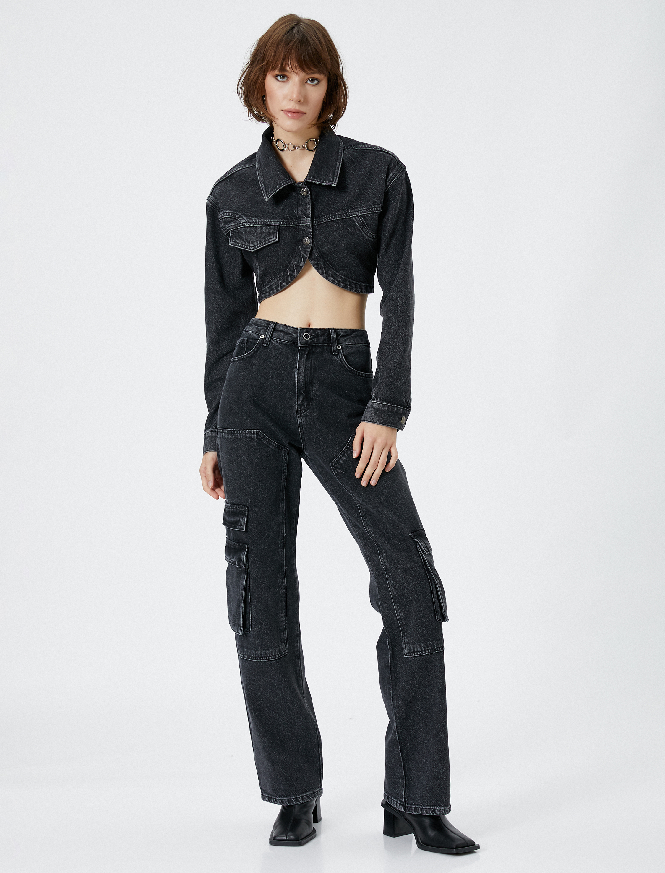   Kot Kargo Pantolon Düz Paça - Eve Jeans