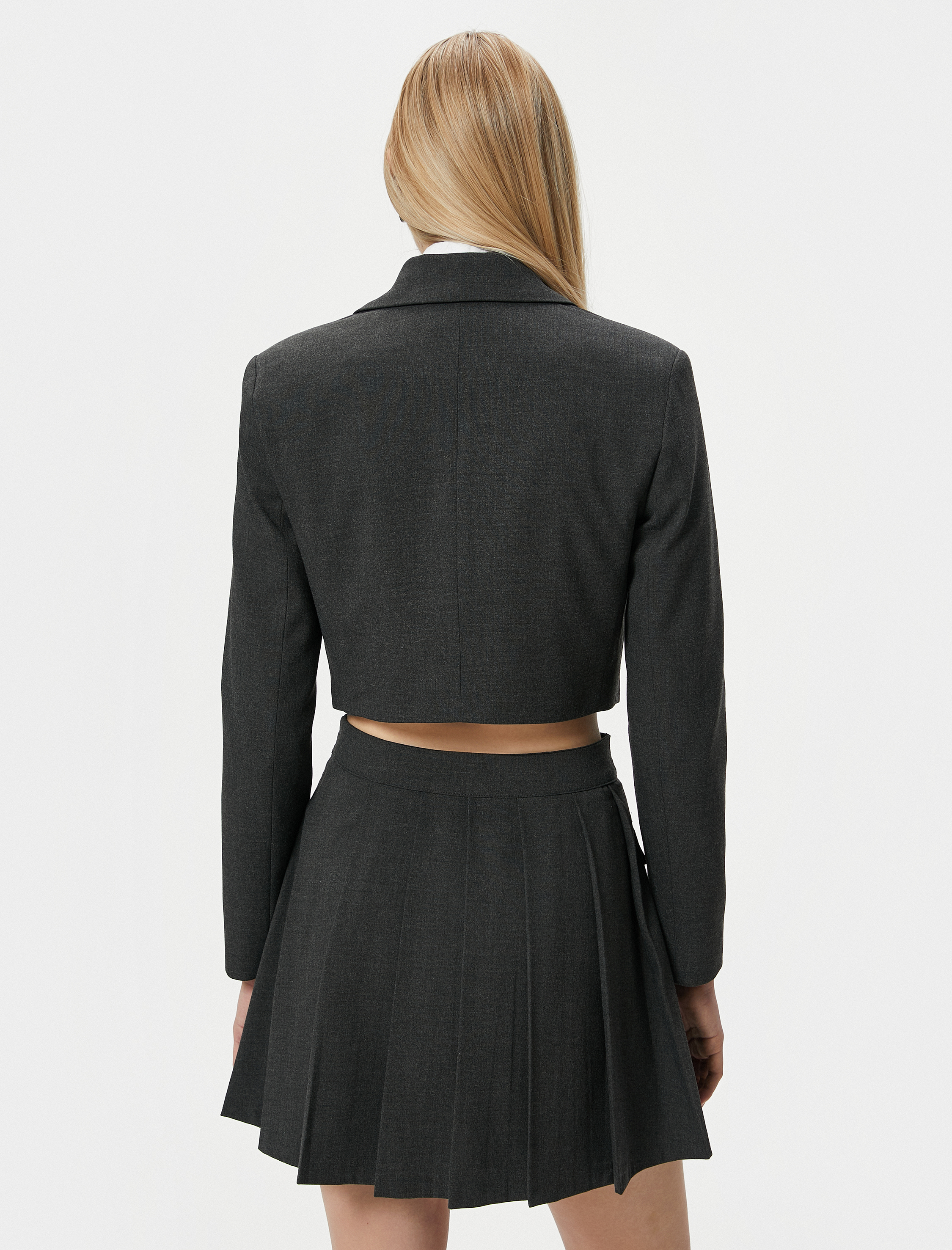   Crop Blazer Ceket Kruvaze Düğmeli