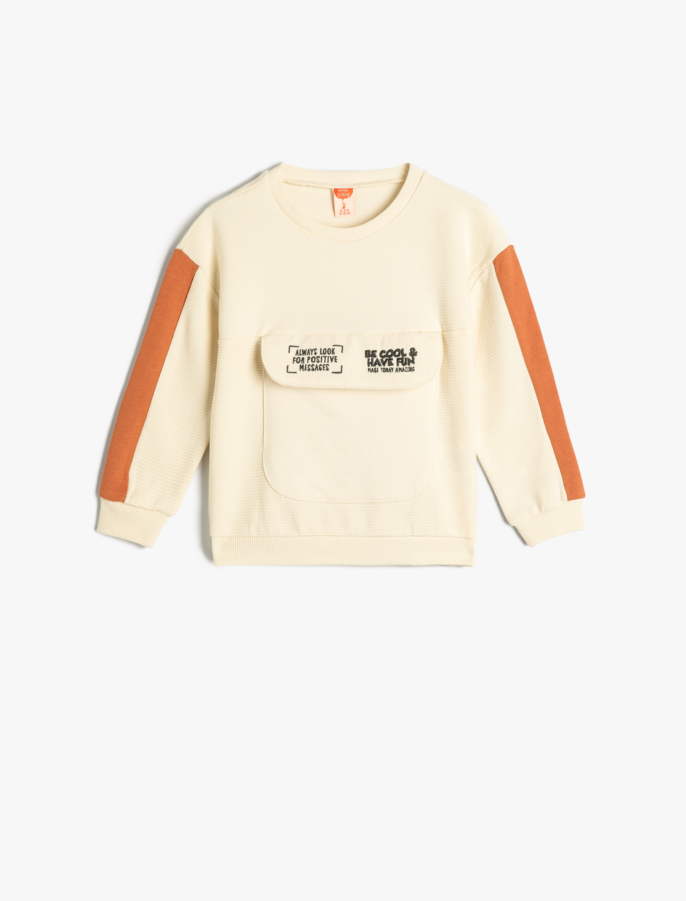  Erkek Bebek Sweatshirt Uzun Kollu Cepli Baskılı Pamuklu