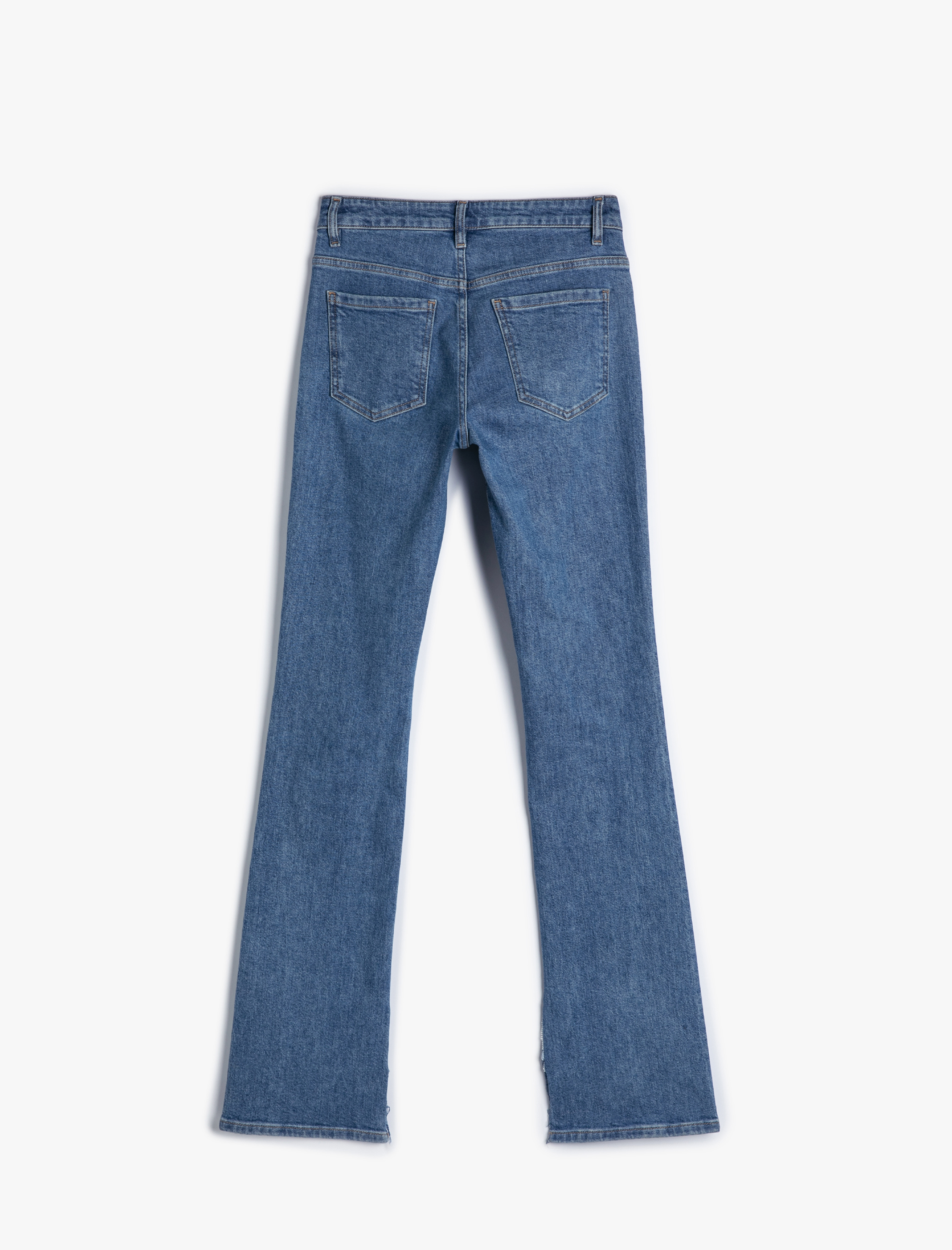   İspanyol Paça Kot Pantolon Yüksek Bel Cepli - Flare Slim Jeans