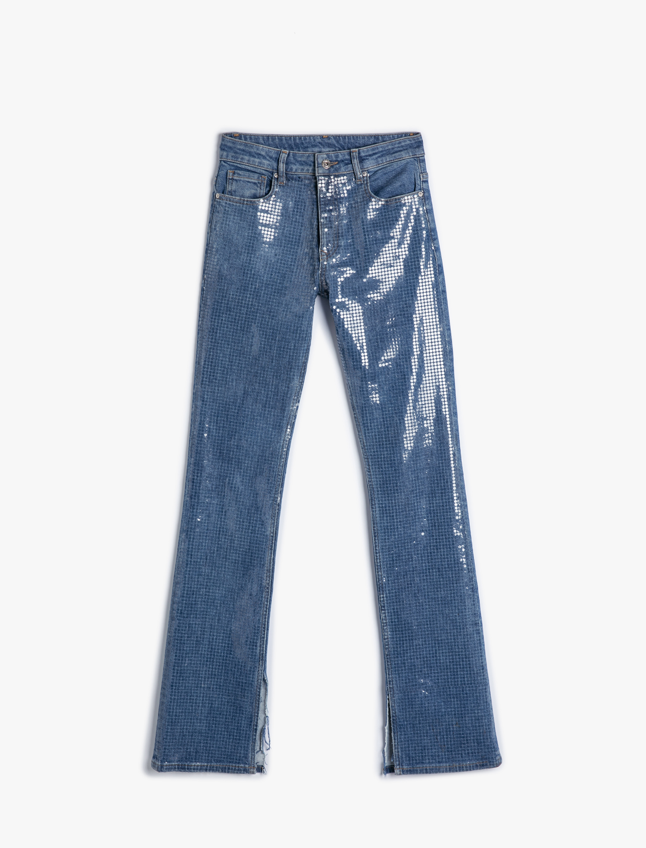   İspanyol Paça Kot Pantolon Yüksek Bel Cepli - Flare Slim Jeans