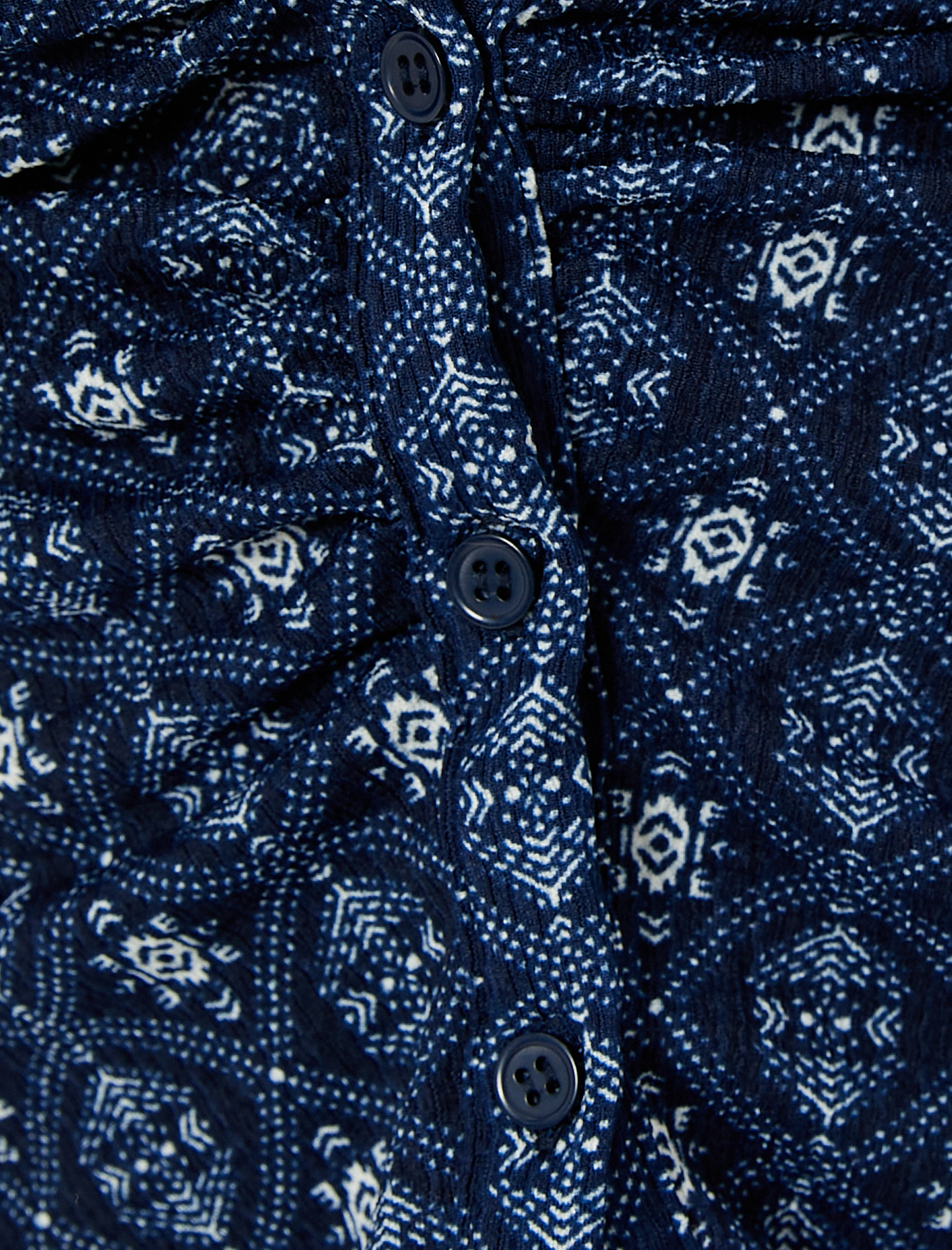   Drapeli Dokulu Gömlek Desenli Slim Fit Kısa Kollu Bürümcük