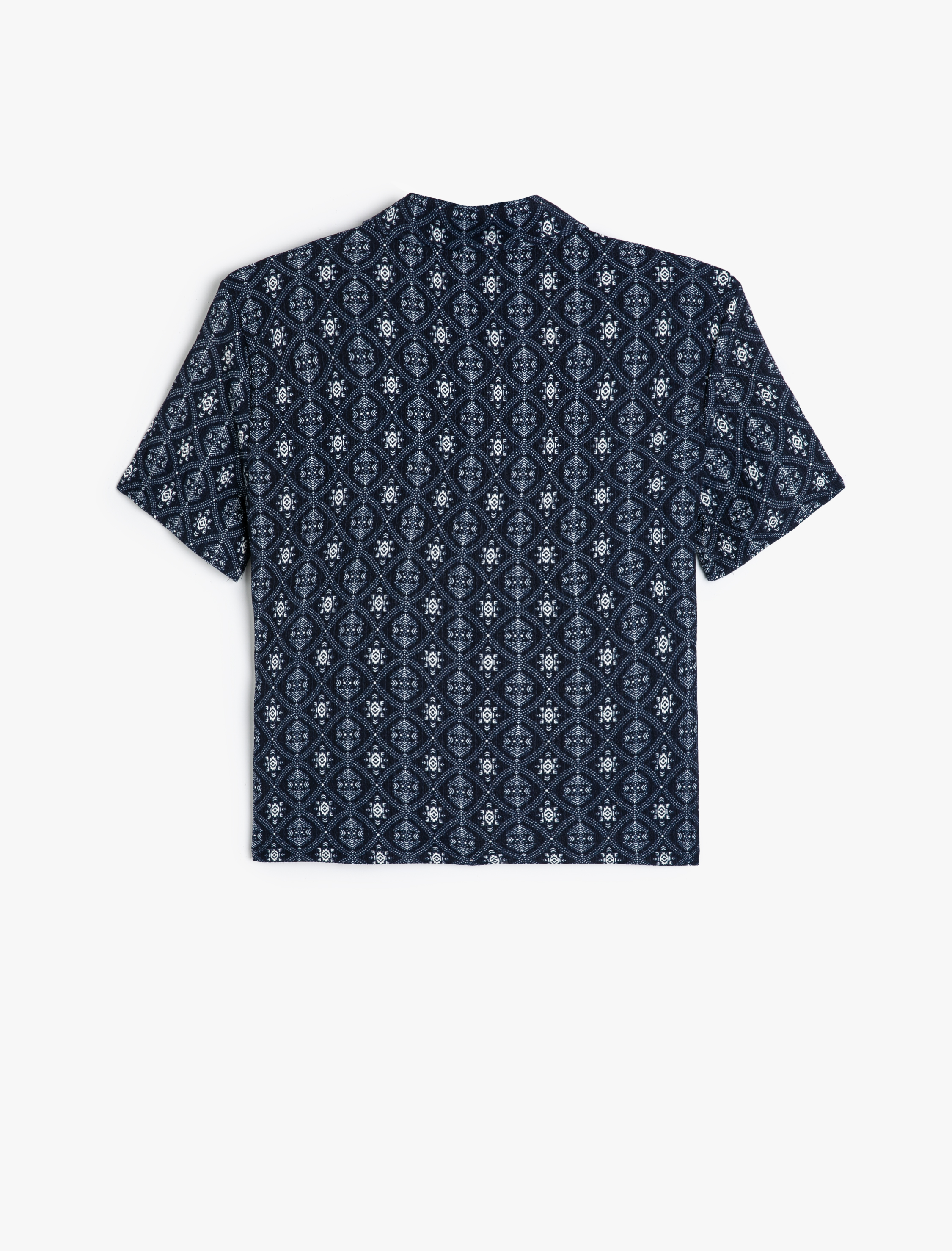   Drapeli Dokulu Gömlek Desenli Slim Fit Kısa Kollu Bürümcük