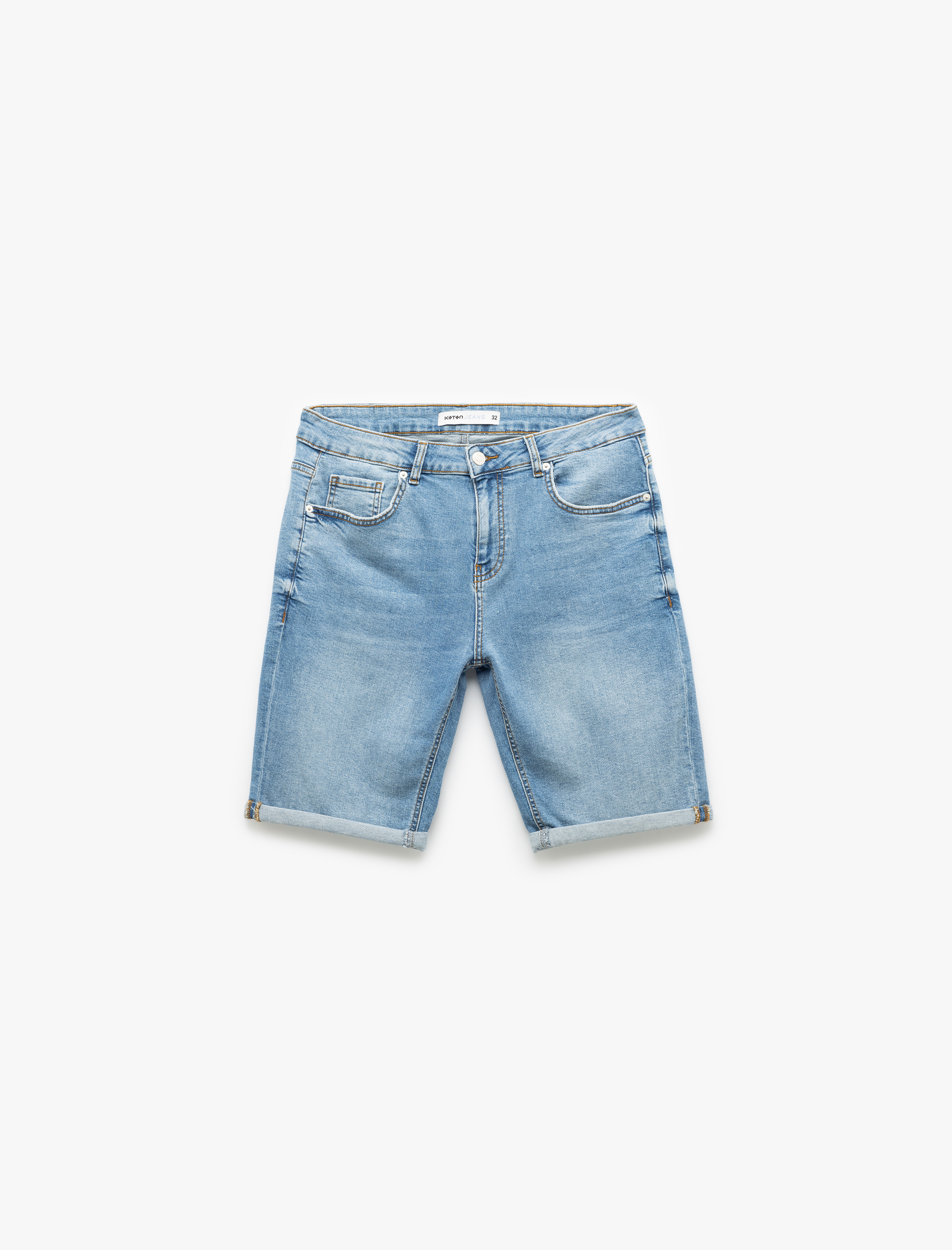   Oversize Kot Şort Bermuda Cep Detaylı Pamuklu