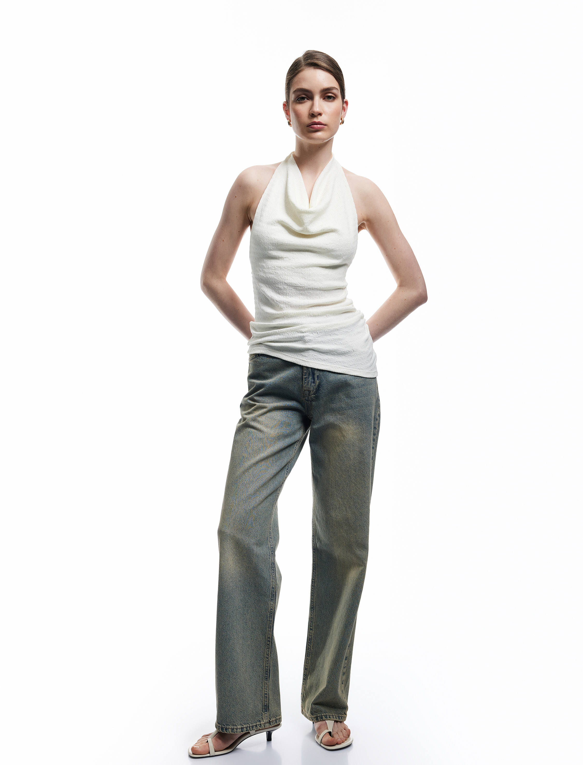  Düz Paça Normal Bel Düz Kesim Düğmeli Pamuklu Kot Pantolon - Straight Fit Jean