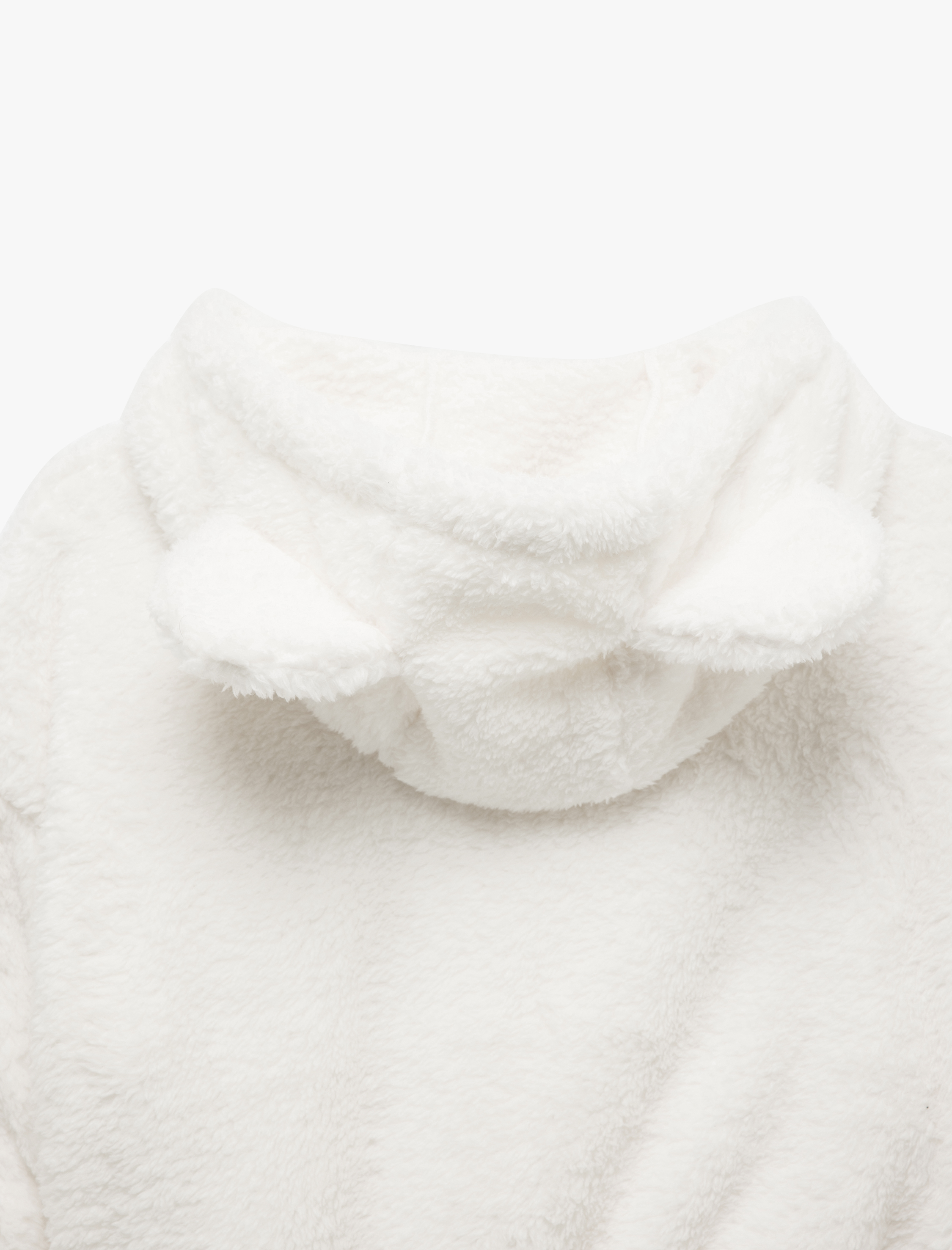   Uzun Kollu Crop Fermuarlı Kapüşonlu Peluş Polar Pijama Üstü