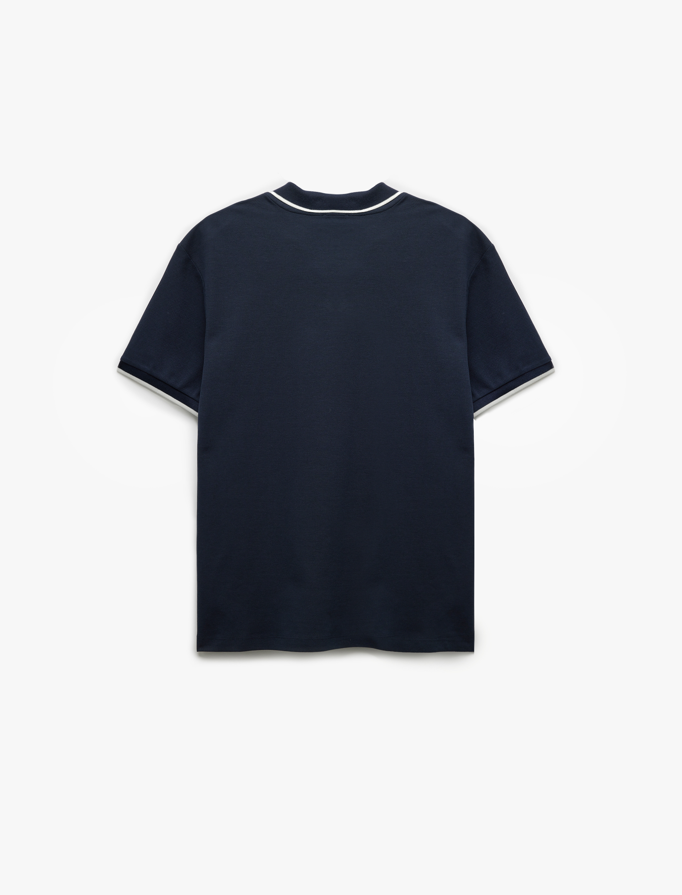   Kontrast Detaylı Pamuklu Pike Kumaş Kısa Kollu Slim Fit Polo Yaka Tişört