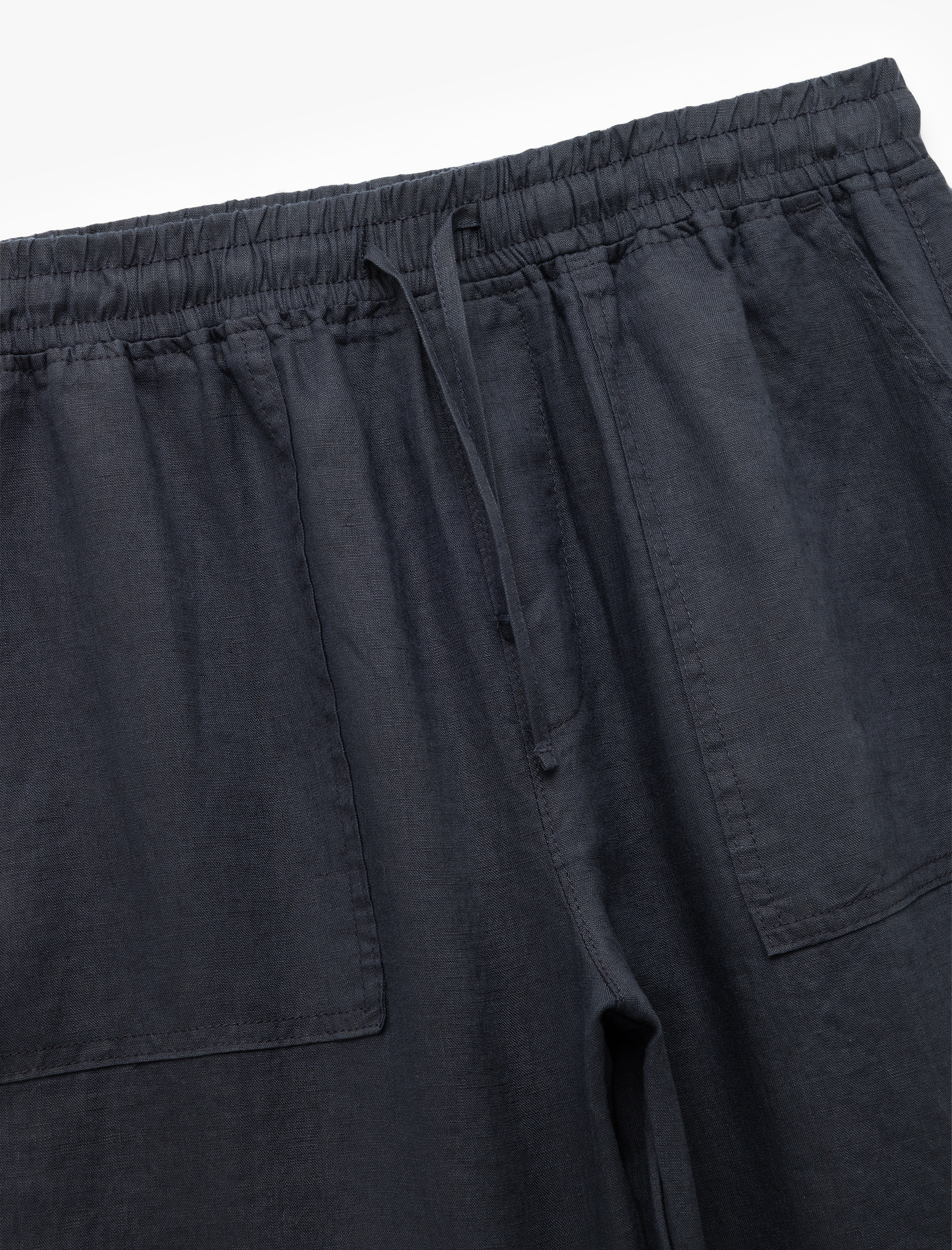   Cep Detaylı Beli Bağcıklı Oversize Keten Pantolon