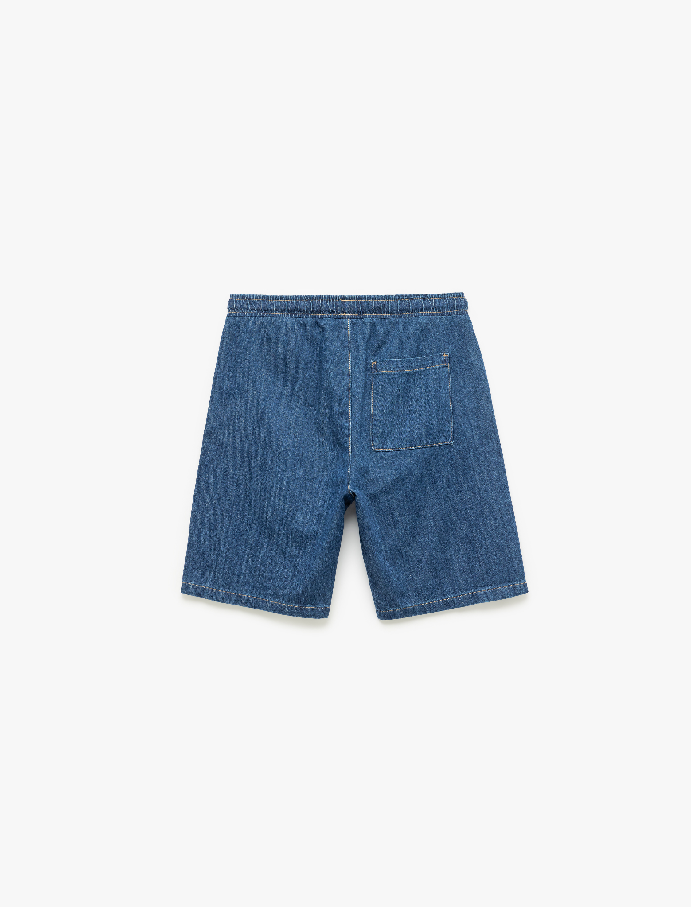   Beli Bağcıklı Cep Detaylı Bermuda Oversize Jean Şort
