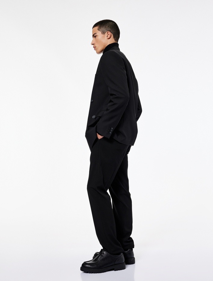  Slim Fit Cep Detaylı Viskon Karışımlı Kumaş Pantolon