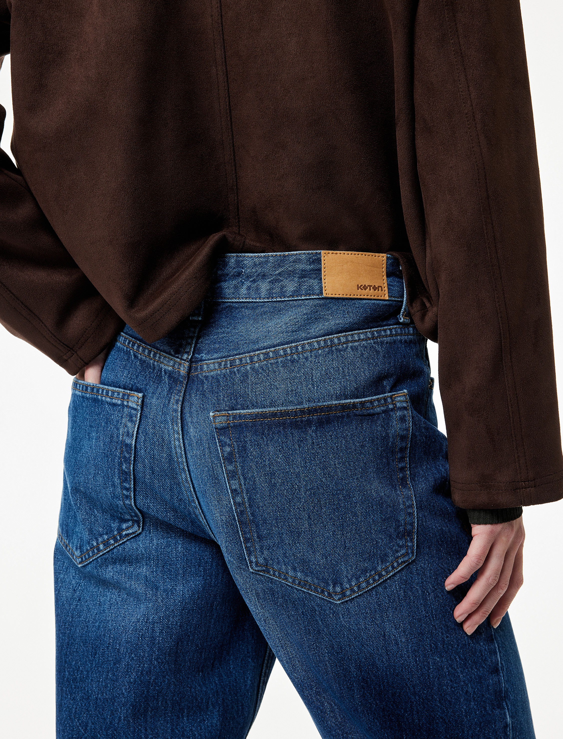   Pamuklu Cepli Düğmeli Normal Geniş Paça Jean Pantolon - Baggy Jeans