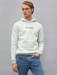 Kapüşonlu Baskılı Uzun Kollu Sweatshirt